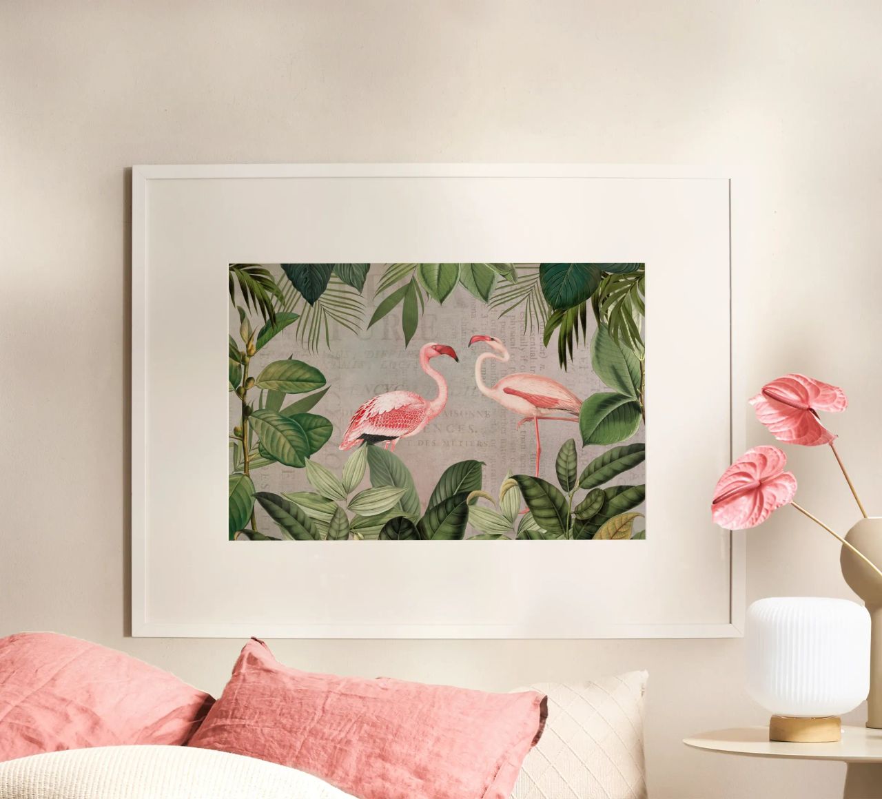 Oasis flamant rose vintage et typographie vintage poster de Andrea Haase Vintage World