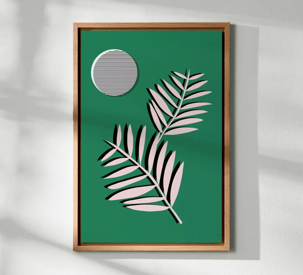 Palm Leaves in Moonlight tela con Cornice a cassetta da Linda Gobeta