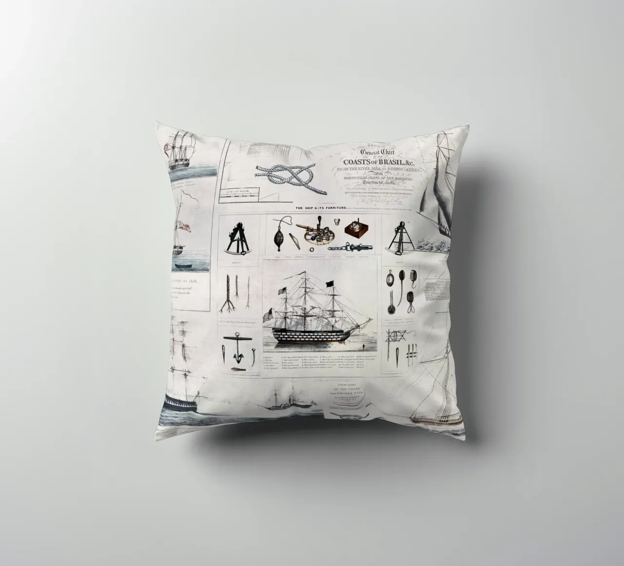 Collage vintage a tema nautico cuscino da Andrea Haase Vintage World