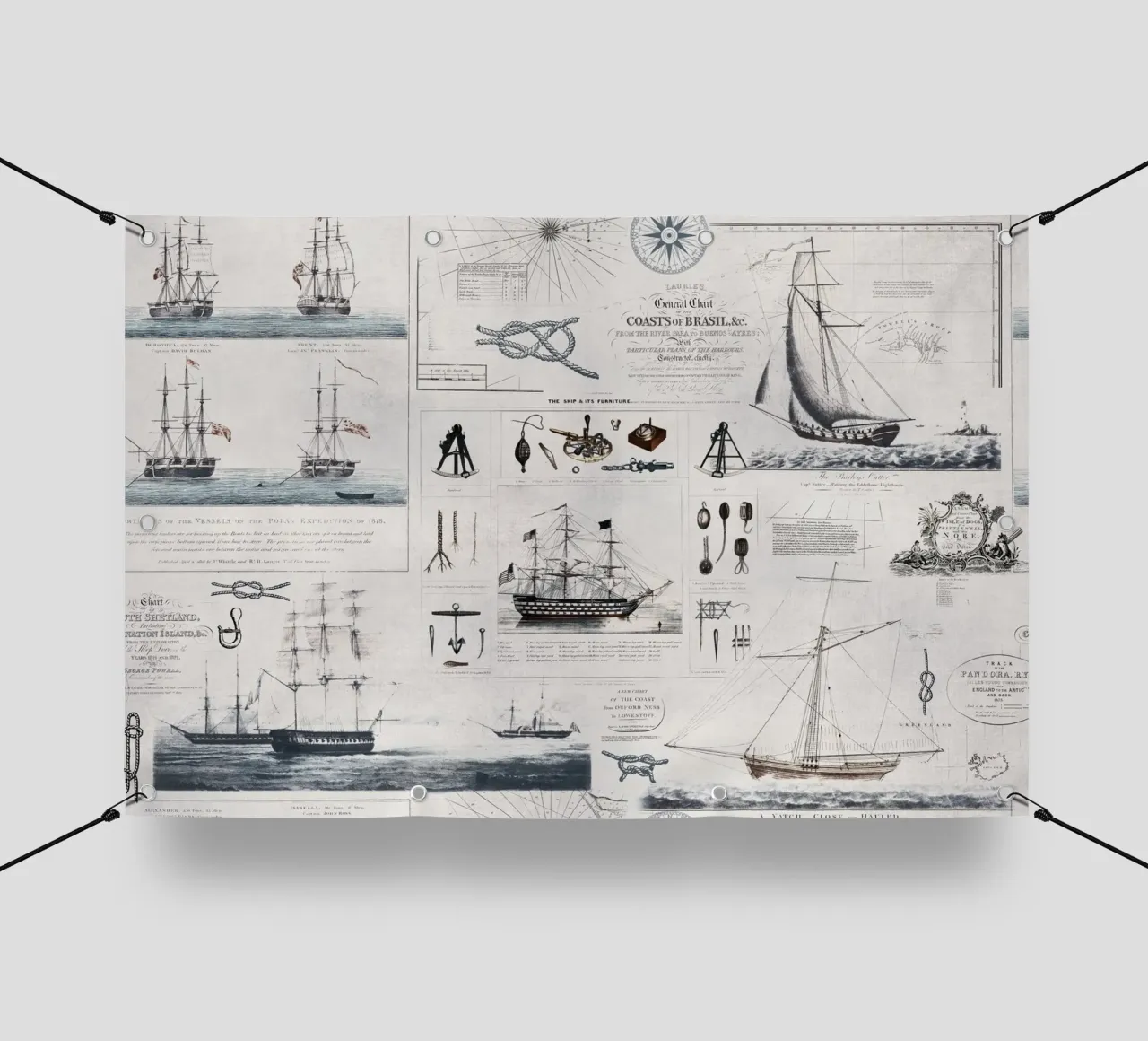 Collage vintage a tema nautico telo in pvc da Andrea Haase Vintage World