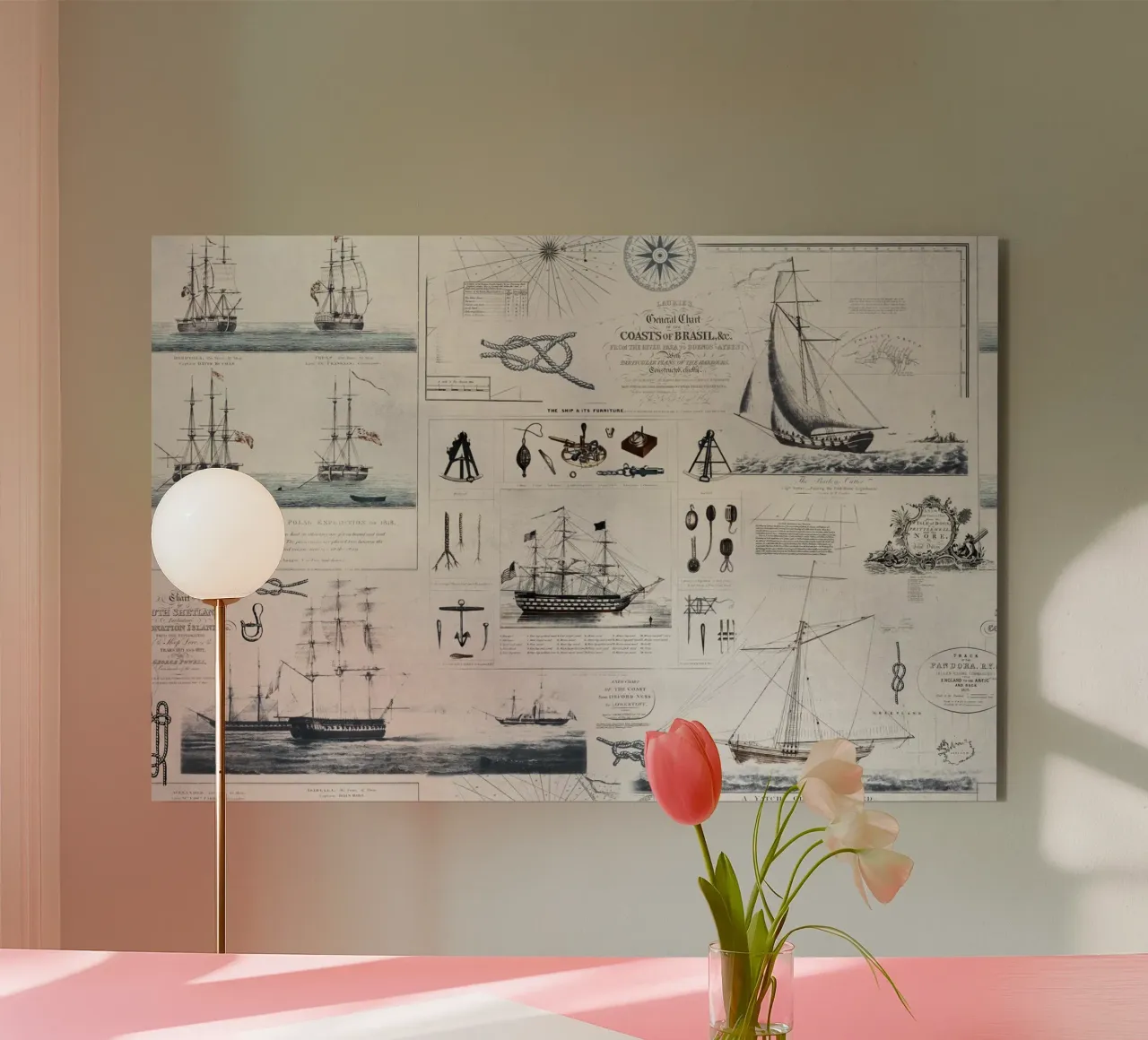 Collage vintage a tema nautico alluminio dibond da Andrea Haase Vintage World