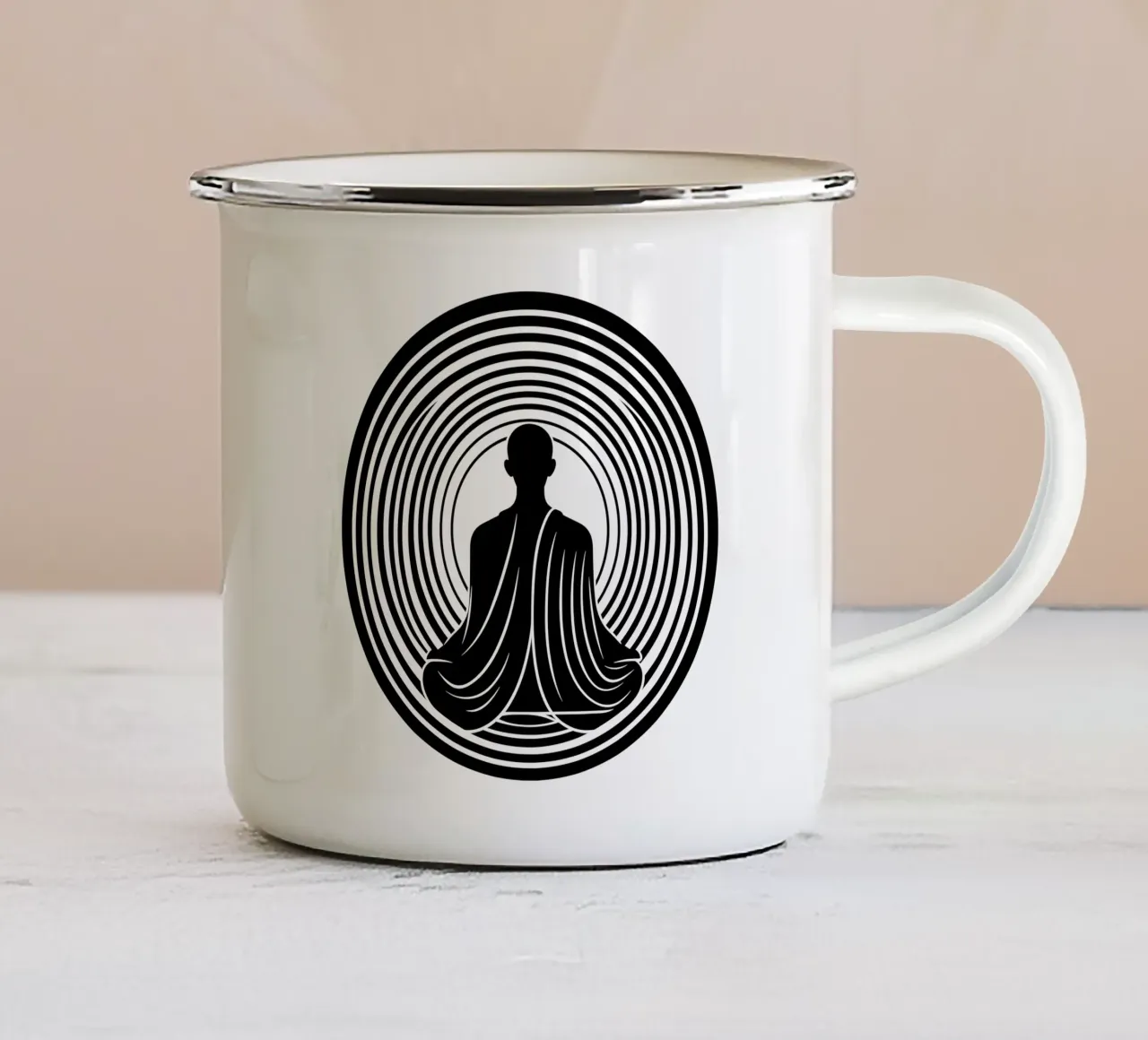 Meditazione | Lineart tazza in smalto da Autofocus