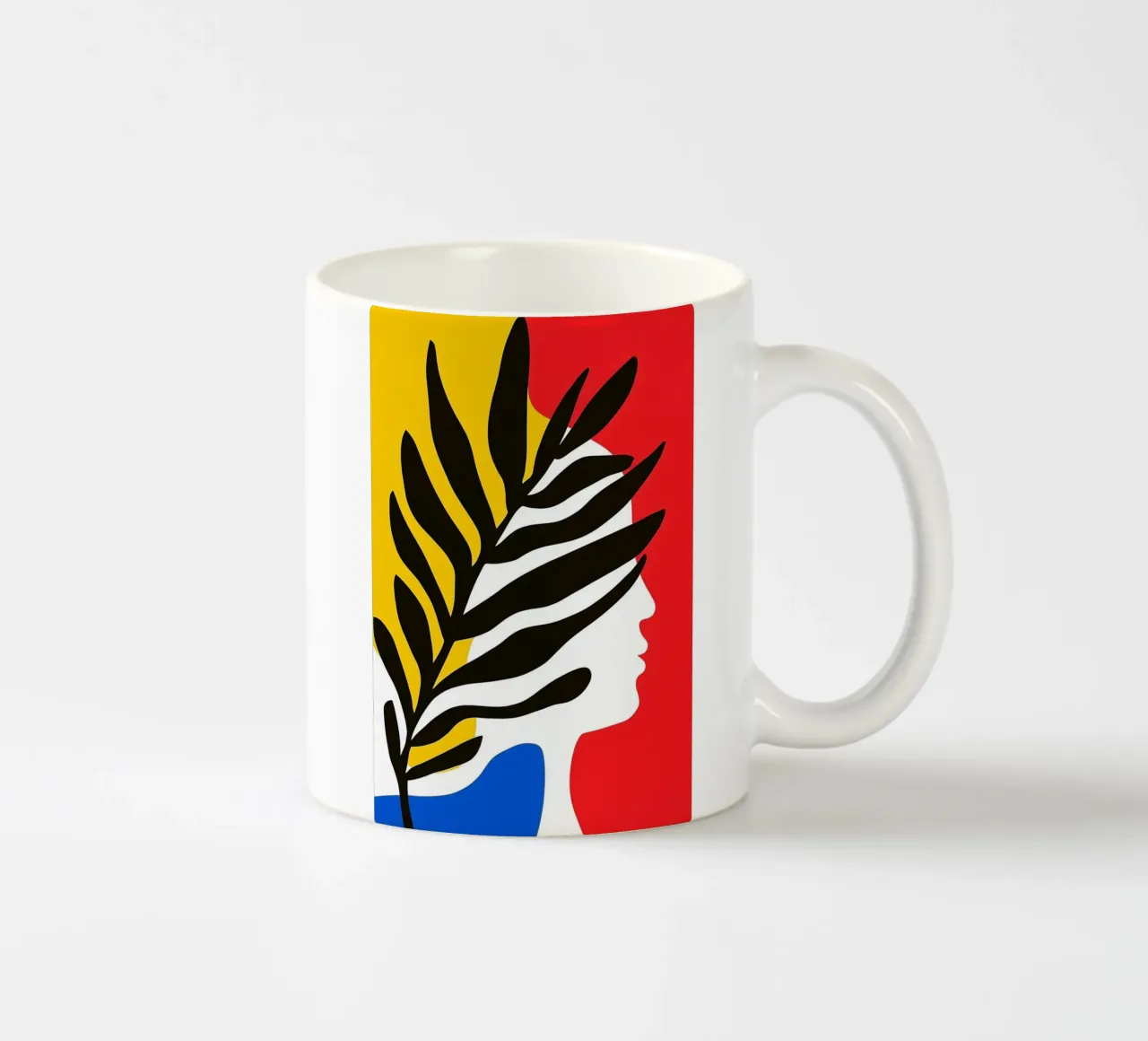 Decoratieve uitsnede in Matisse-stijl Negatieve Ruimte keramische mok van Autofocus