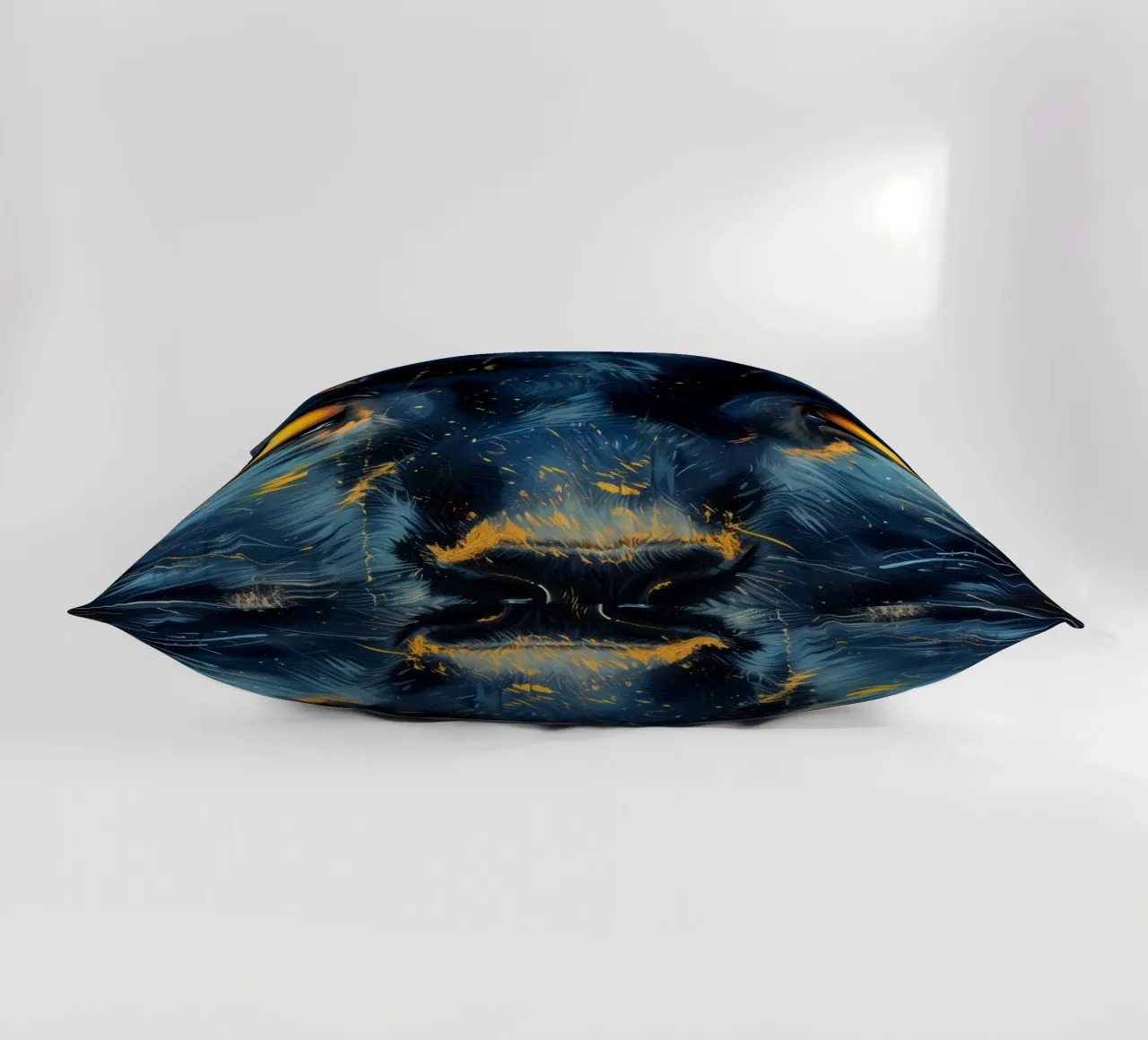 Black cat with yellow eyes decorative cushion by Justyna Jaszke JBJart