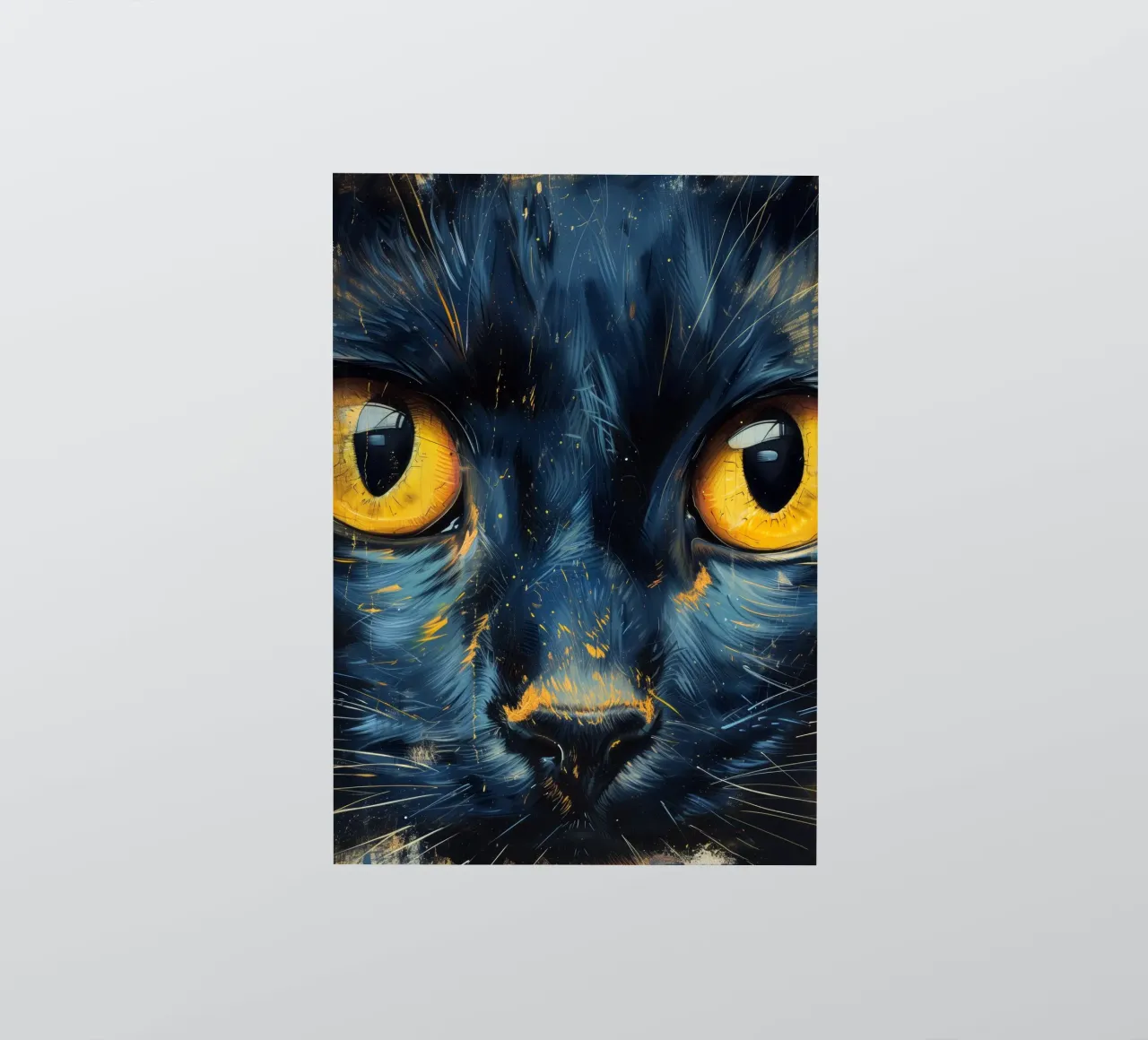 Gato negro con ojos amarillos pegatina de Justyna Jaszke JBJart