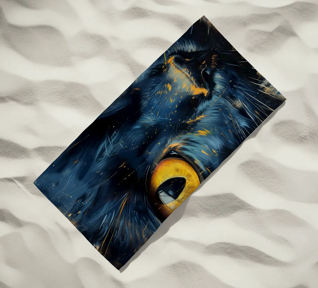 Black cat with yellow eyes beach towel by Justyna Jaszke JBJart