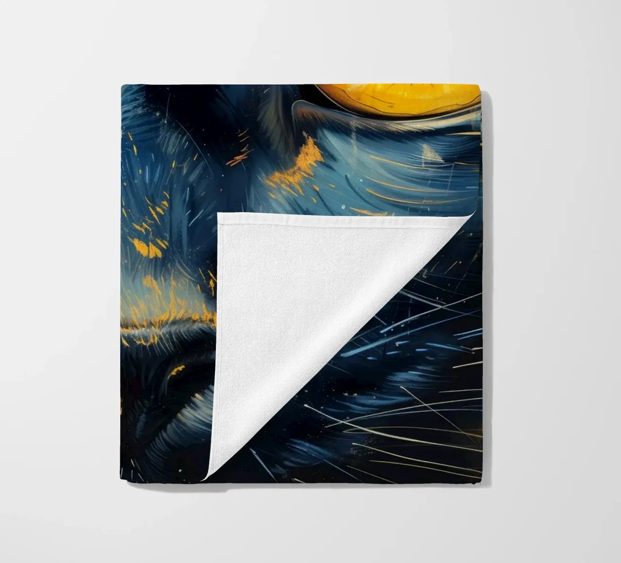 Black cat with yellow eyes beach towel by Justyna Jaszke JBJart