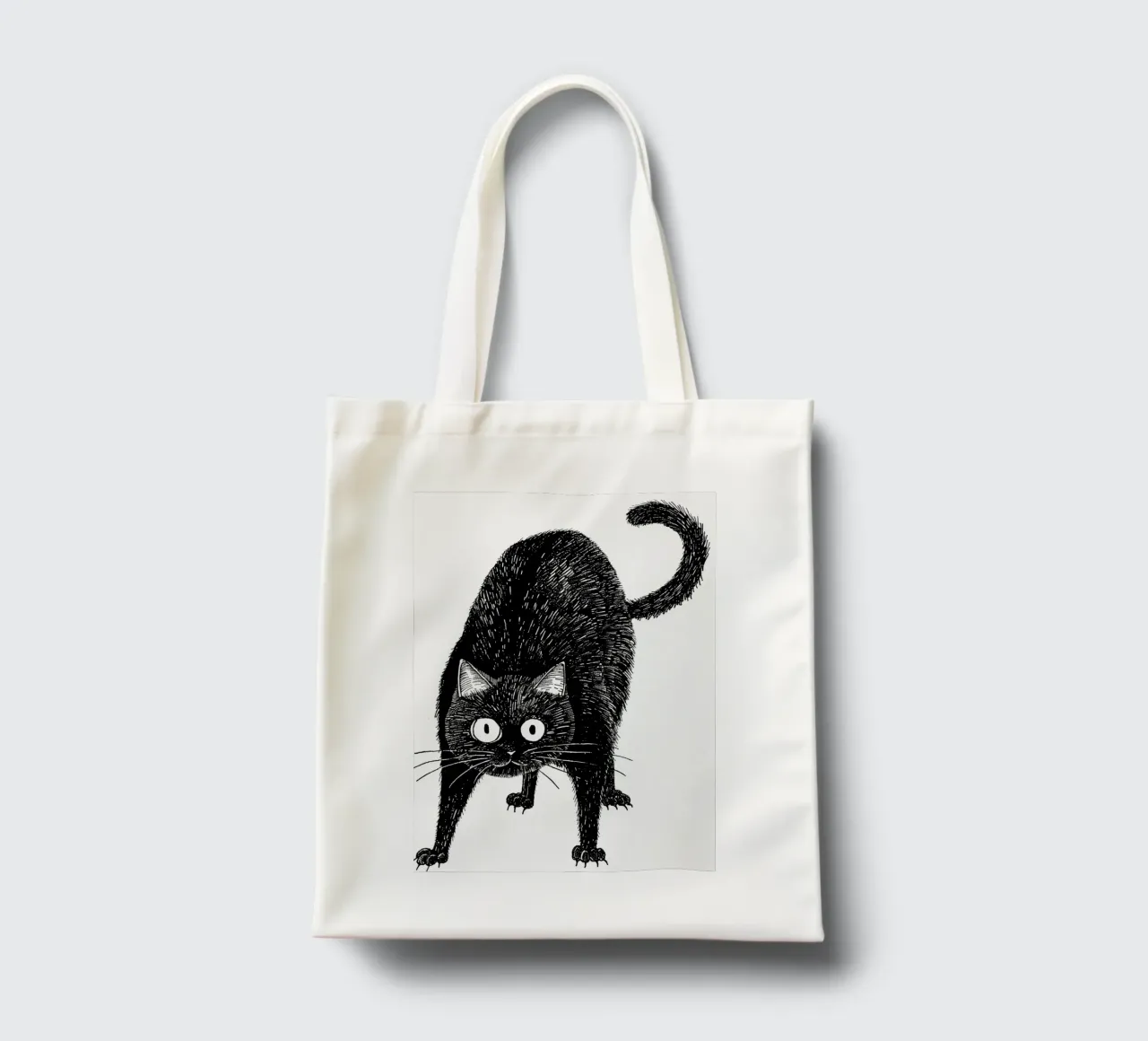 Black cat tote bag by Justyna Jaszke JBJart
