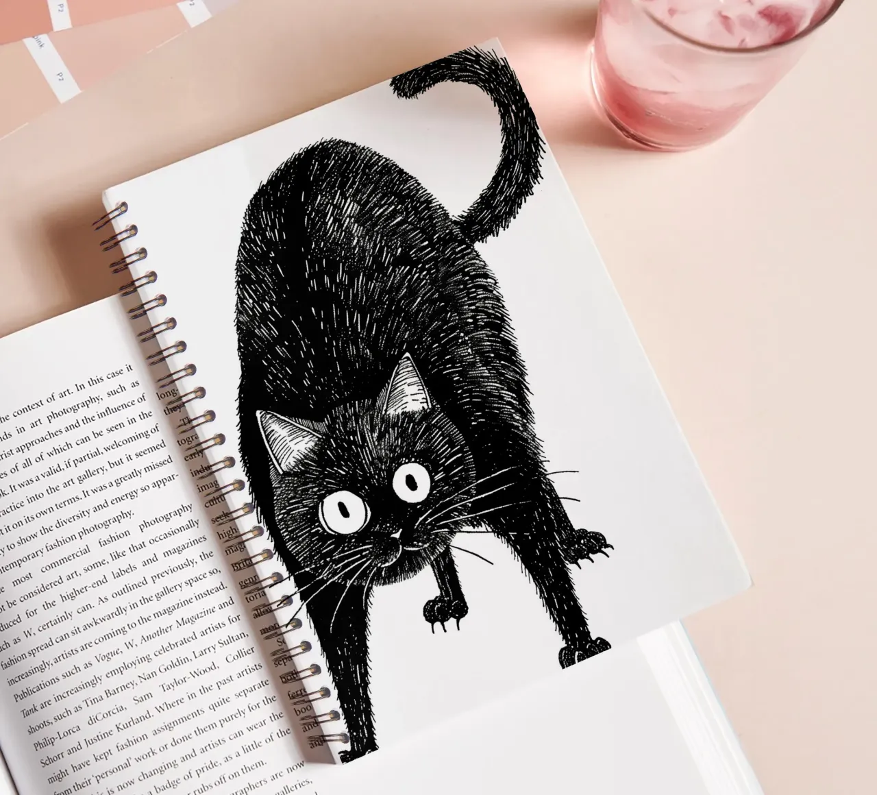 Black cat spiral notebook by Justyna Jaszke JBJart