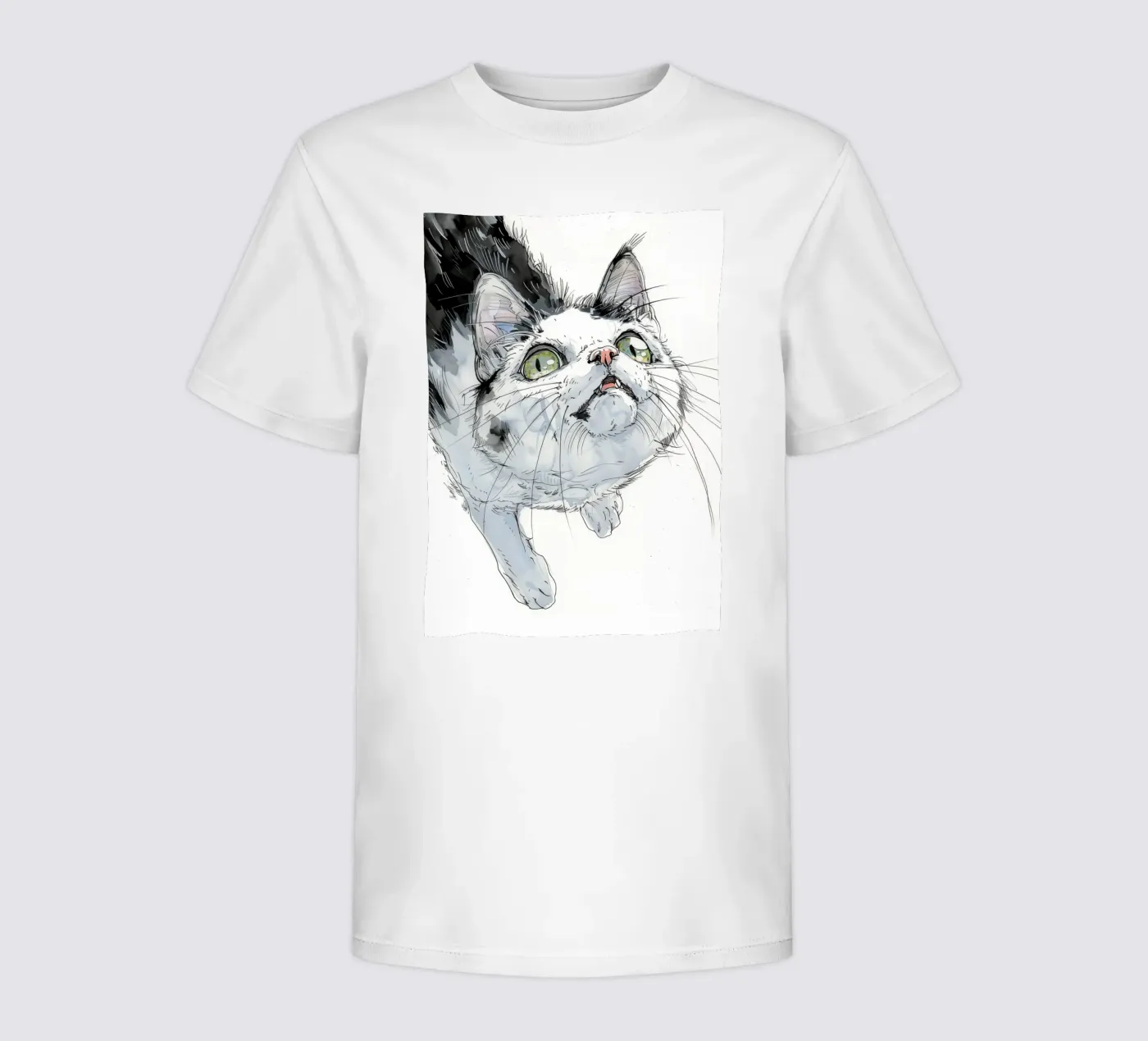 Witte kat kinder t-shirt van Justyna Jaszke JBJart