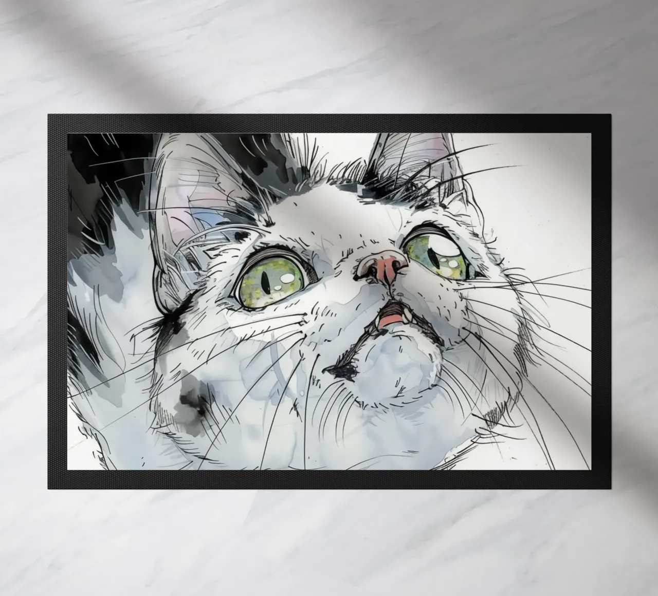Gatto bianco zerbino da Justyna Jaszke JBJart