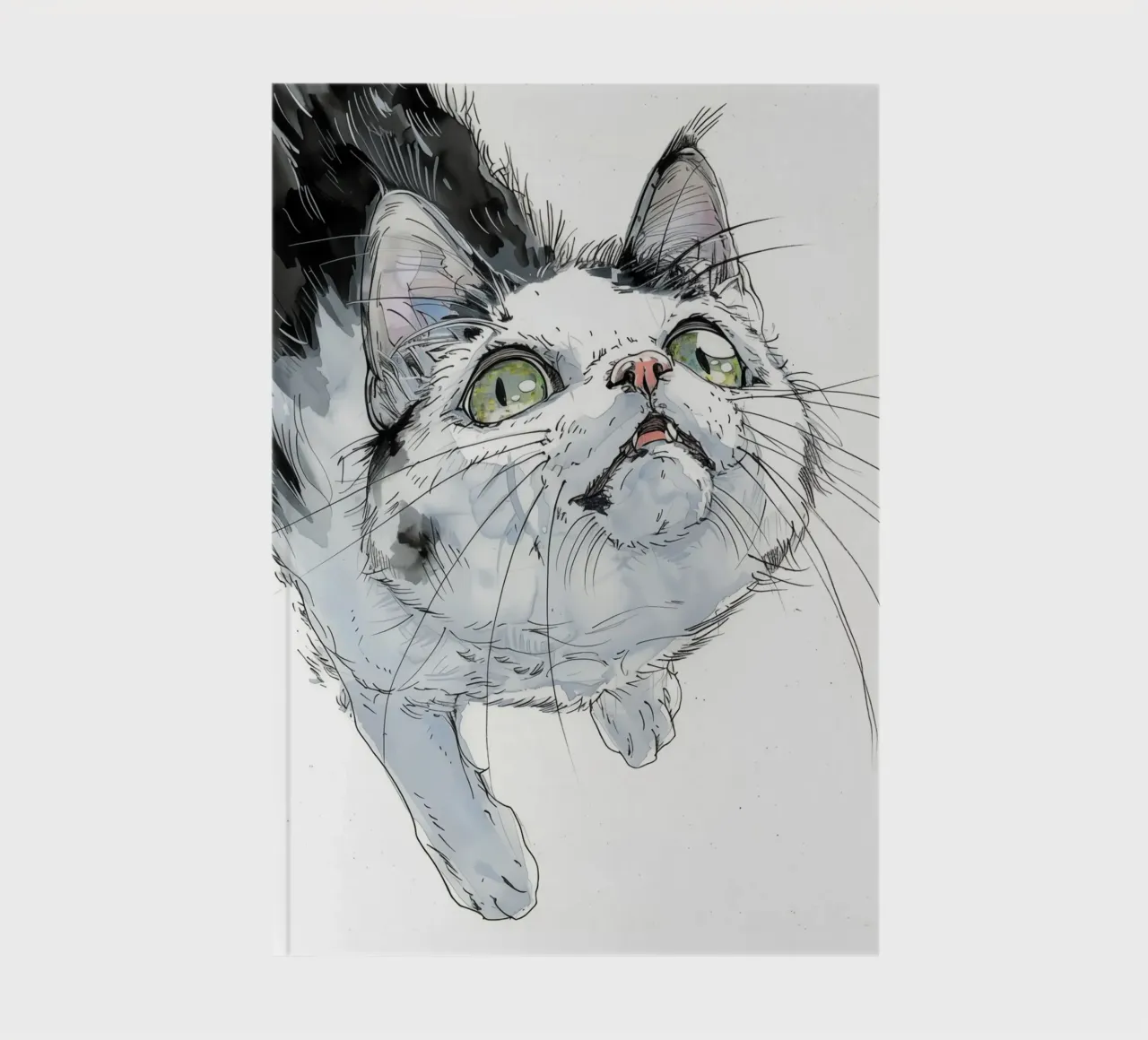 White cat notebook by Justyna Jaszke JBJart