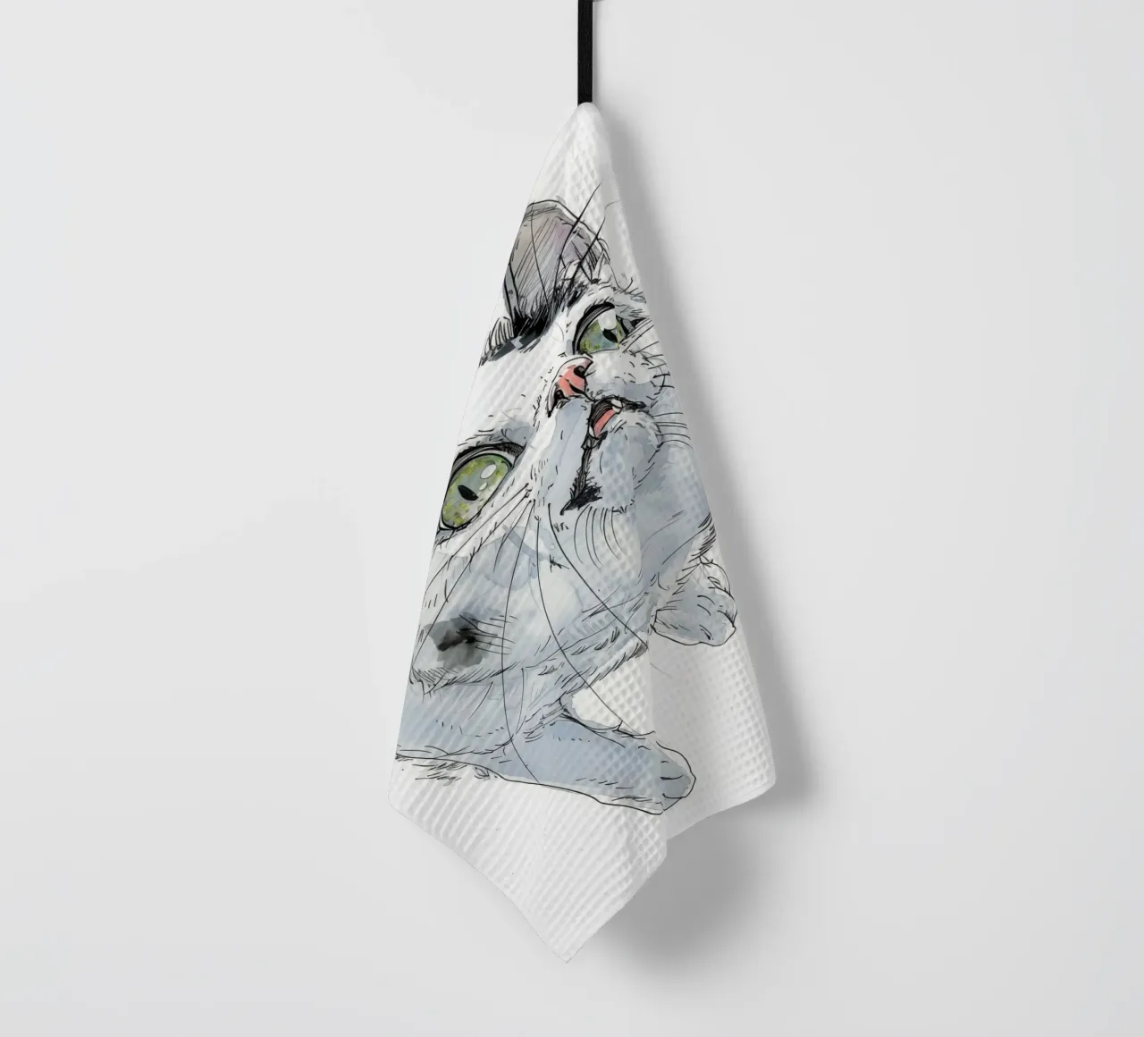 Chat blanc torchon de Justyna Jaszke JBJart
