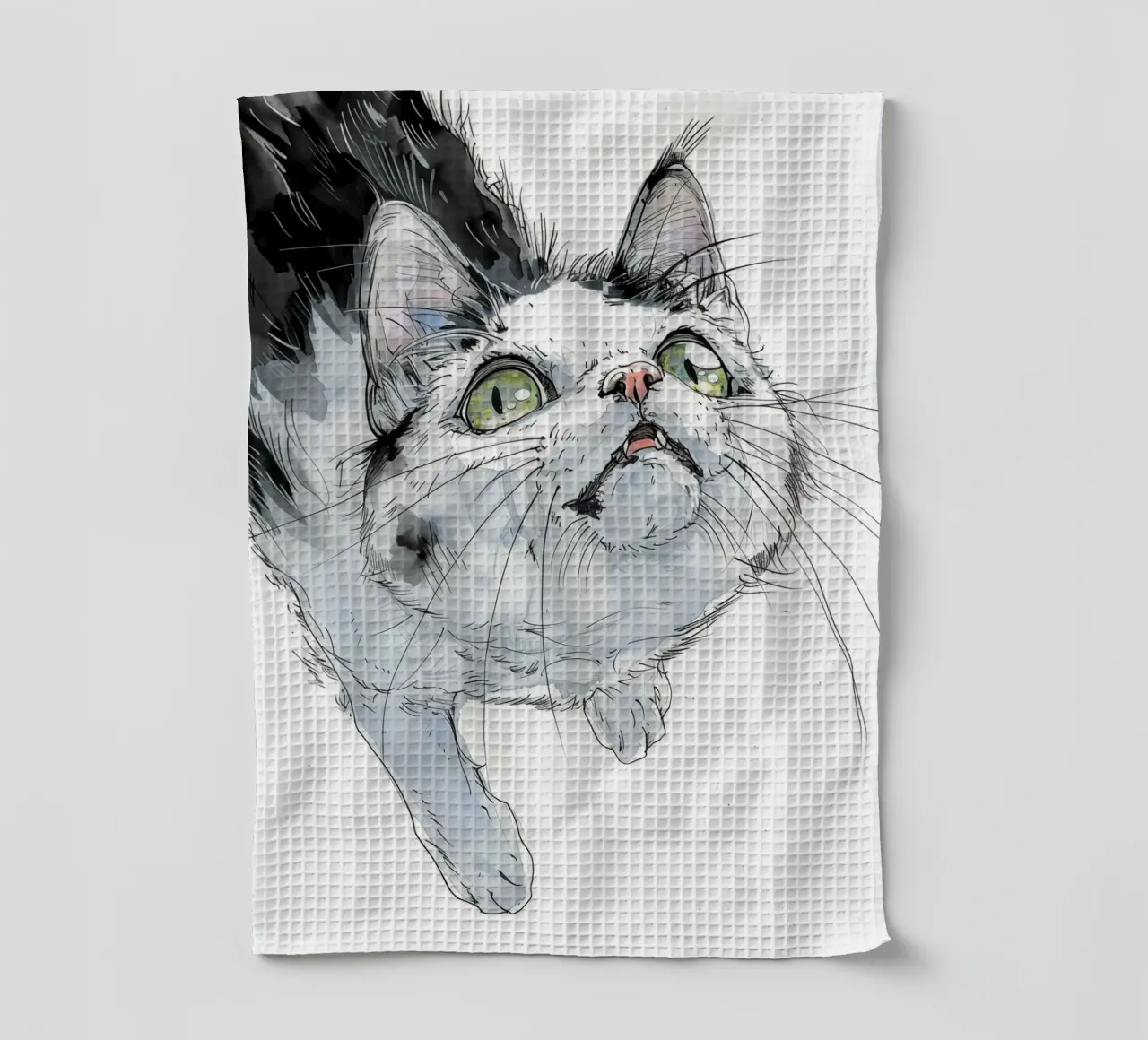 Chat blanc torchon de Justyna Jaszke JBJart