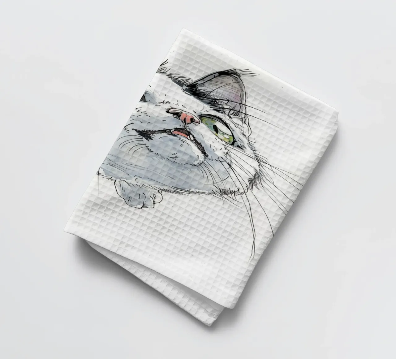 Chat blanc torchon de Justyna Jaszke JBJart