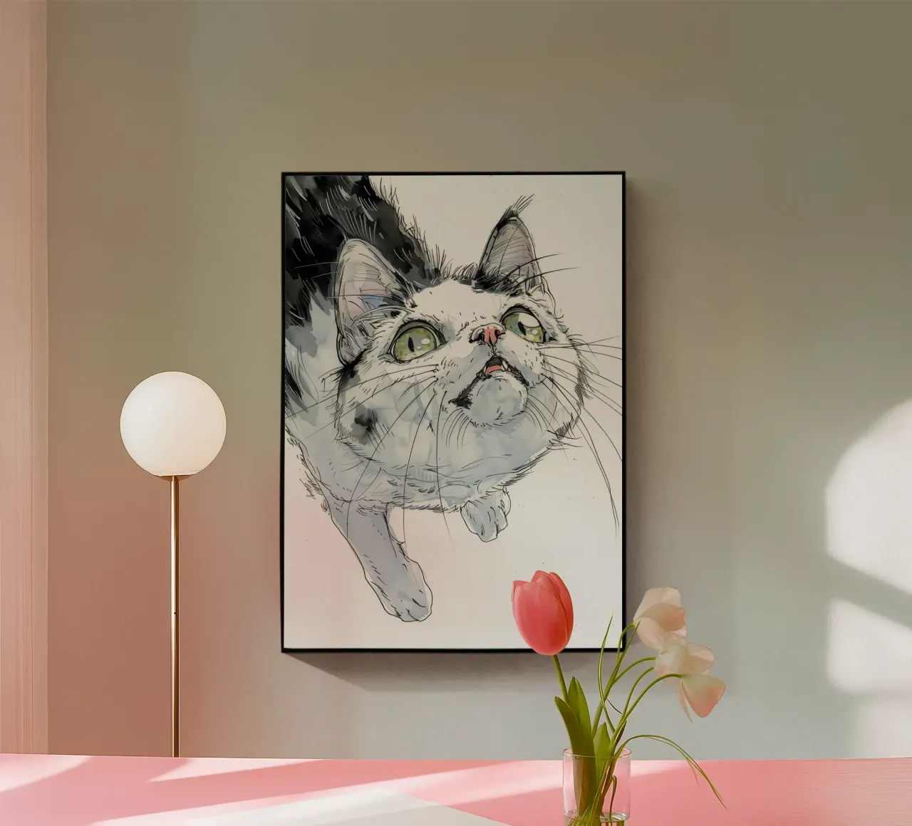 White cat acrylic glass by Justyna Jaszke JBJart