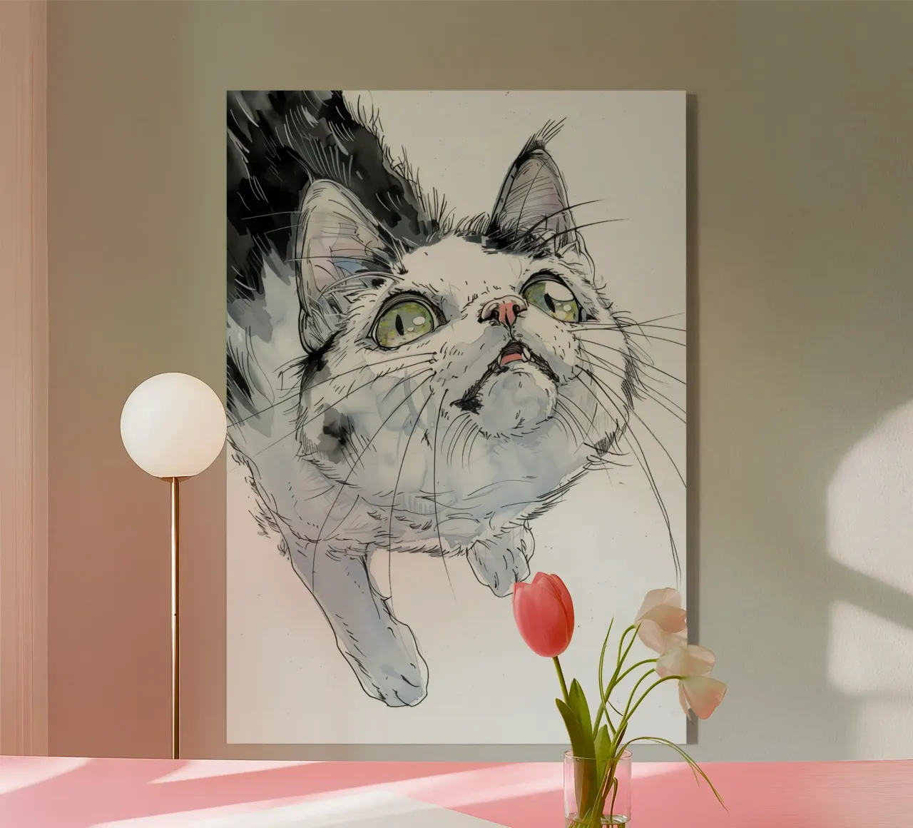 White cat acrylic glass by Justyna Jaszke JBJart