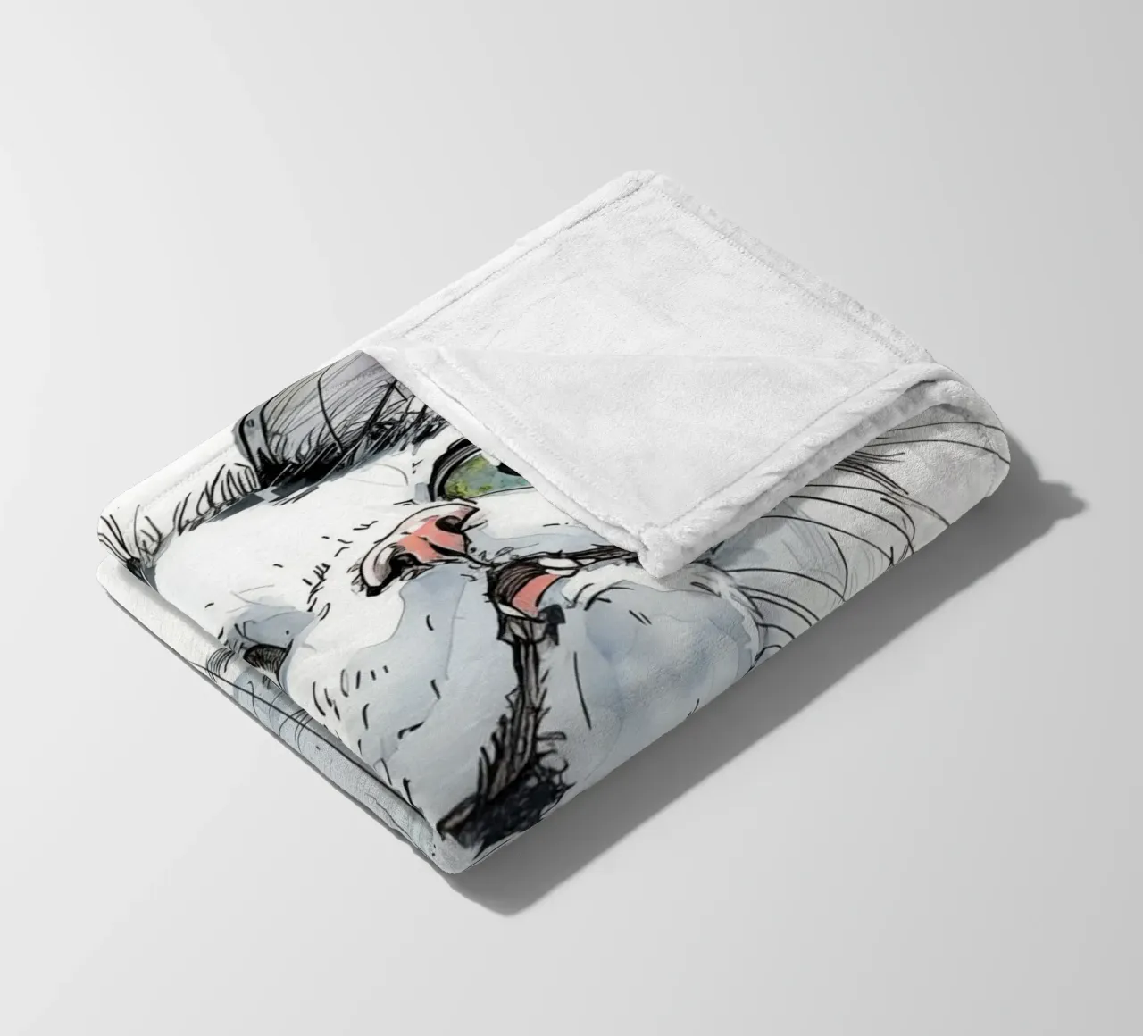 Witte kat fleecedeken van Justyna Jaszke JBJart