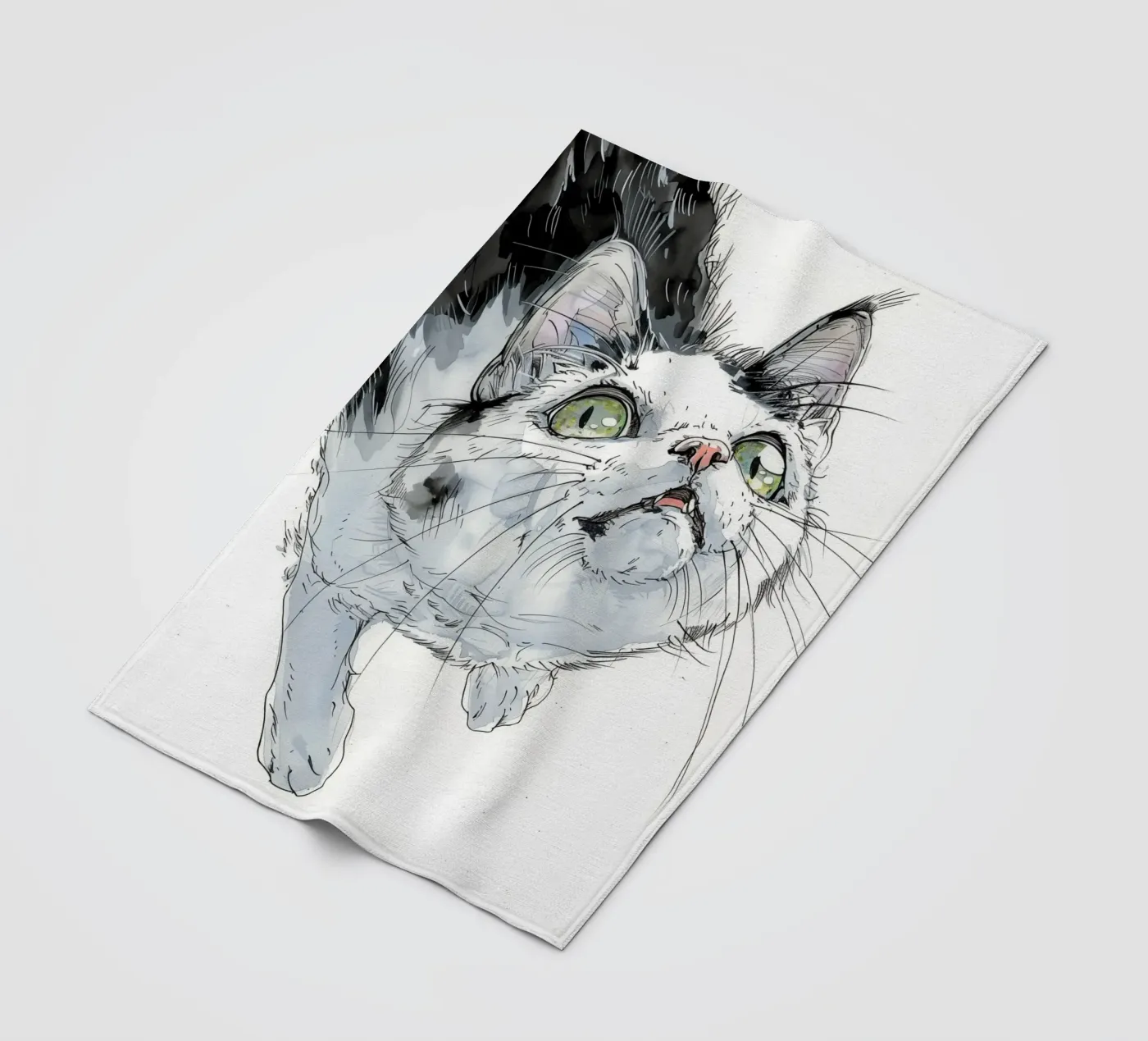 White cat Fleecedecke von Justyna Jaszke JBJart