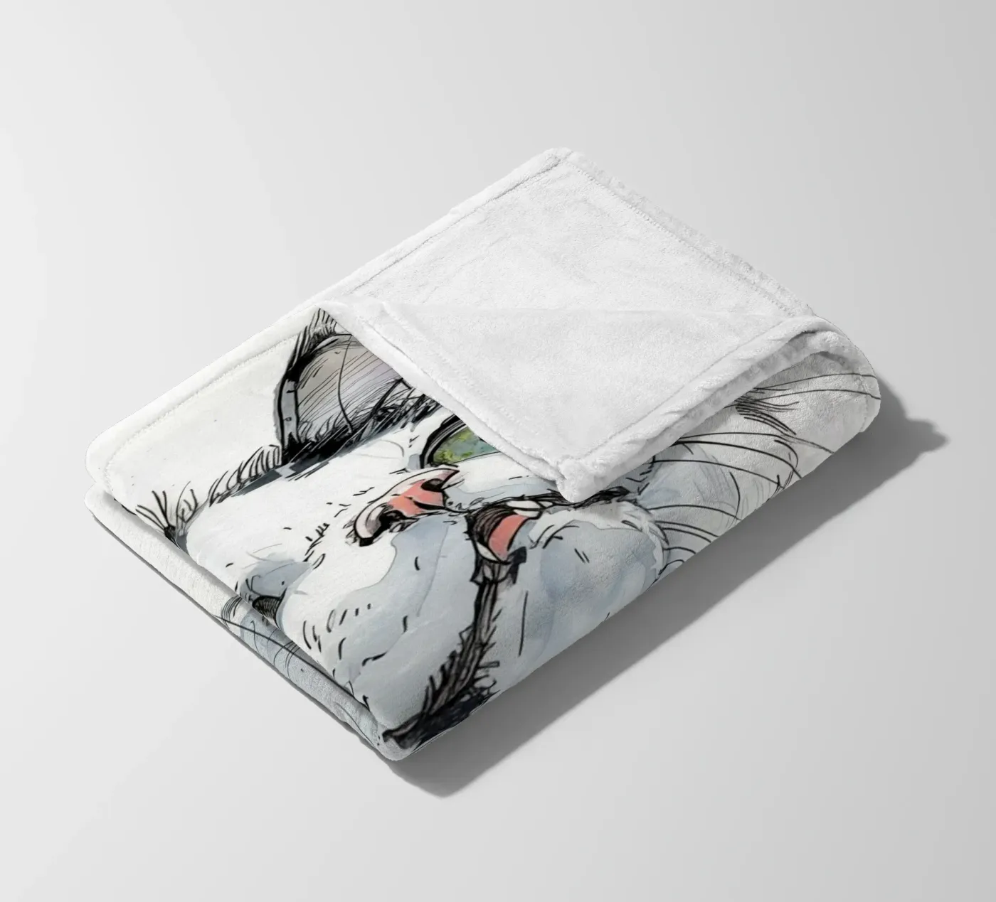 White cat Fleecedecke von Justyna Jaszke JBJart