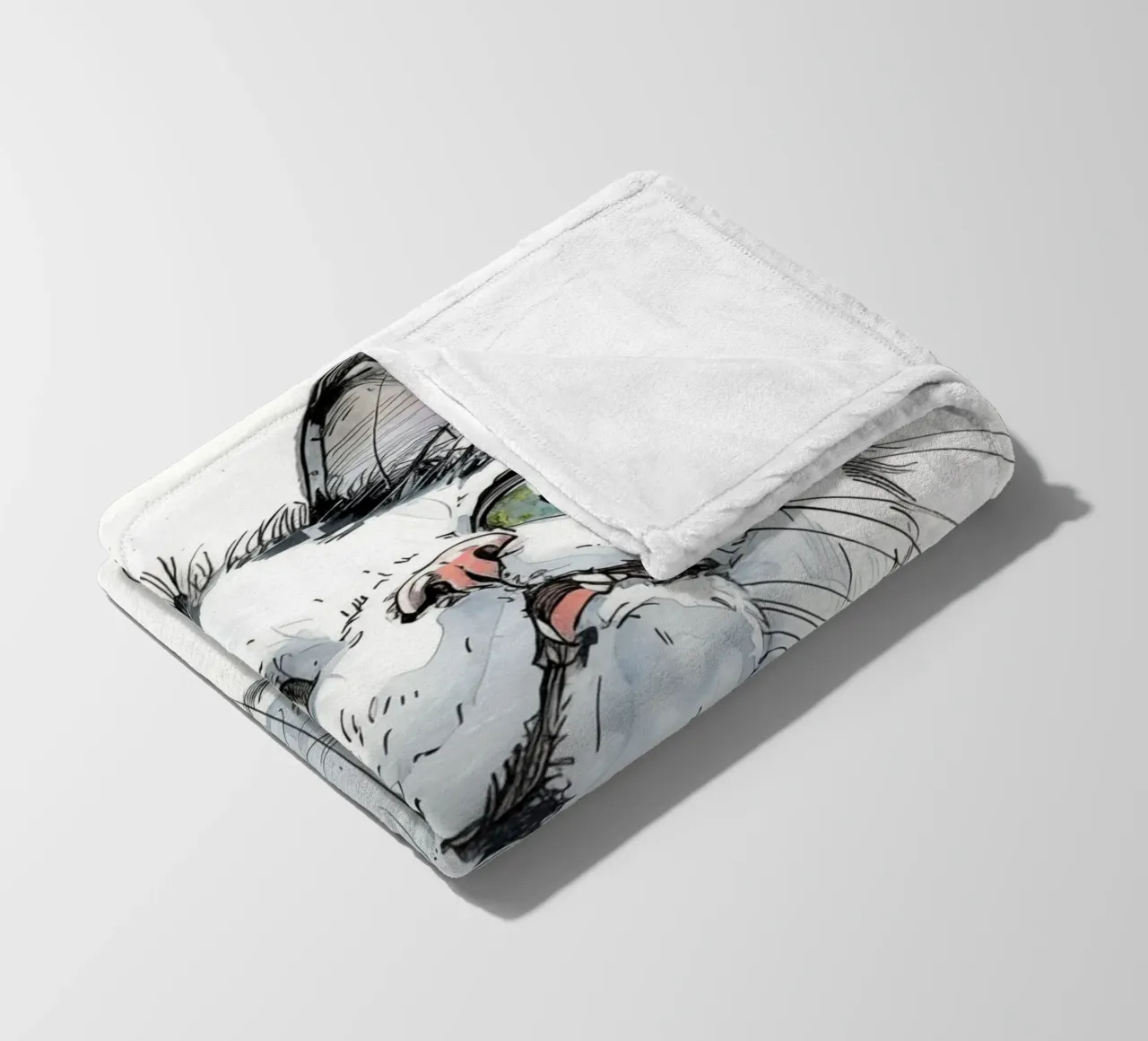 Witte kat fleecedeken van Justyna Jaszke JBJart