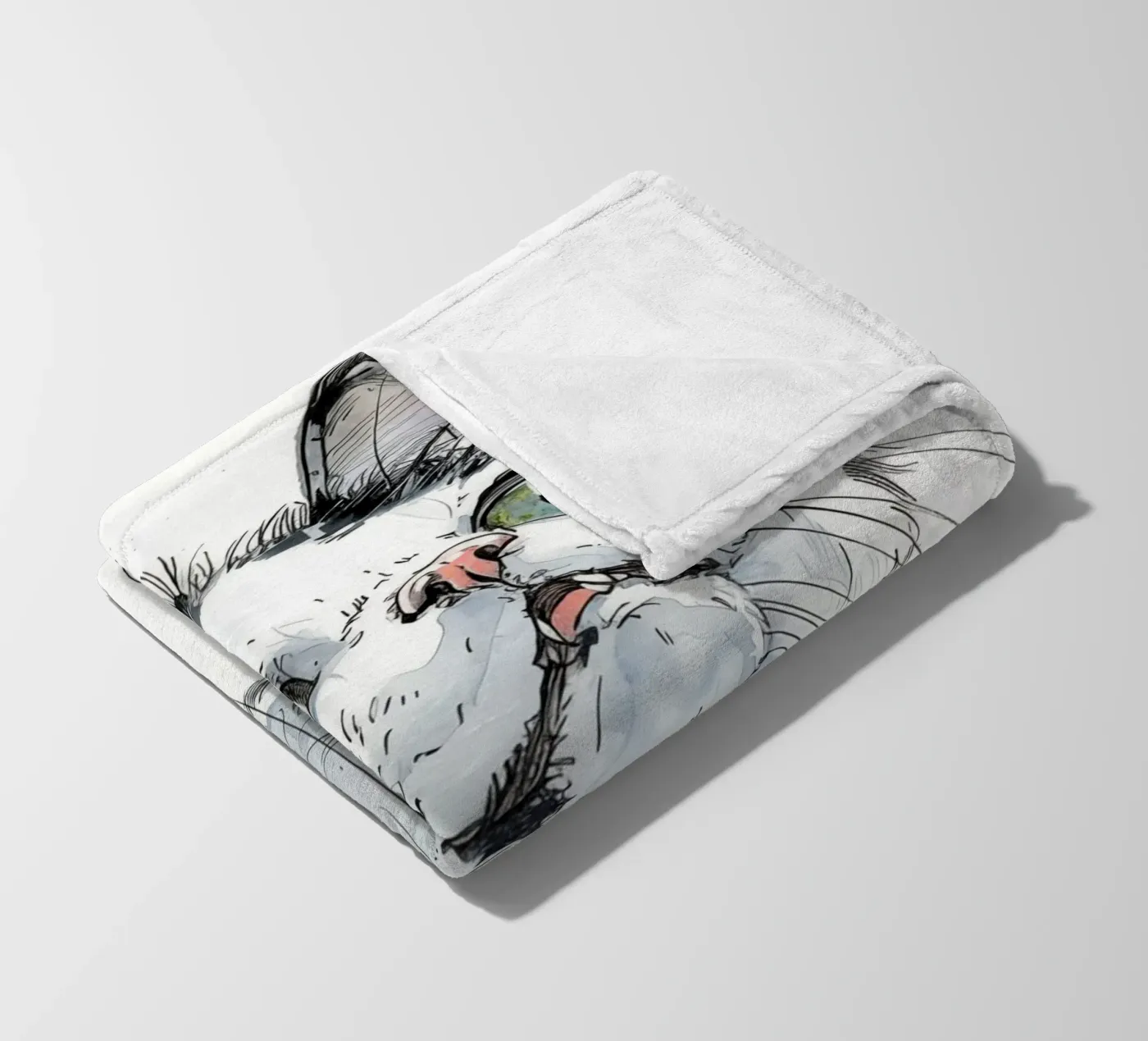 White cat Fleecedecke von Justyna Jaszke JBJart
