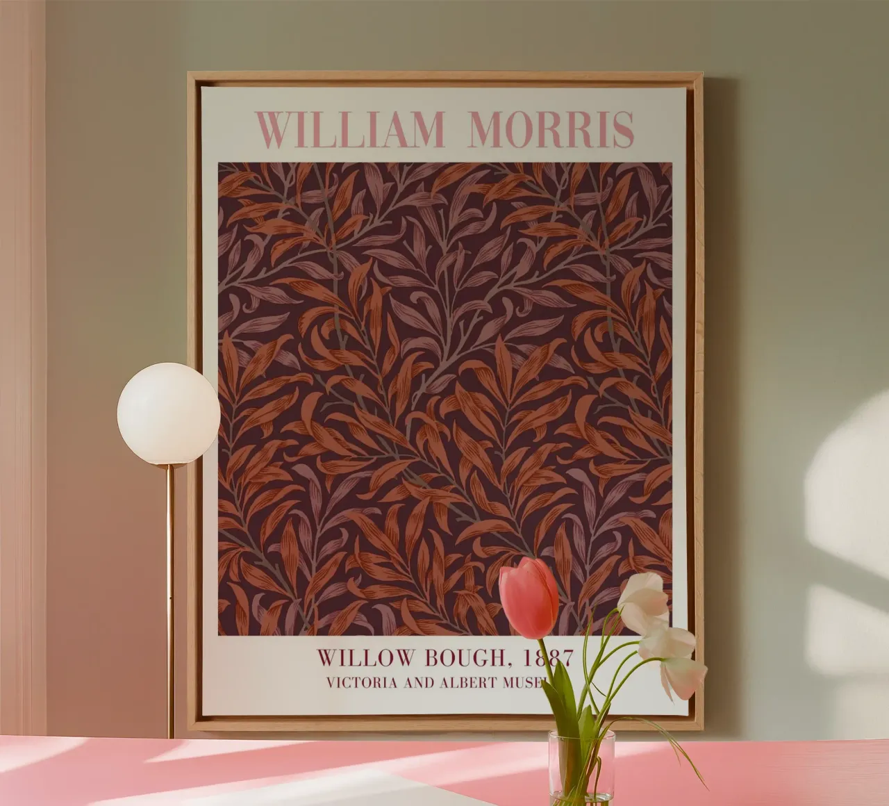 William Morris Prints, Botanical Floral Pattern Art canvas with Floater frame by ArtHaus