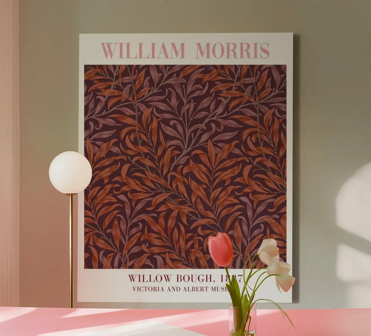 William Morris Prints, Botanical Floral Pattern Art canvas with Floater frame by ArtHaus