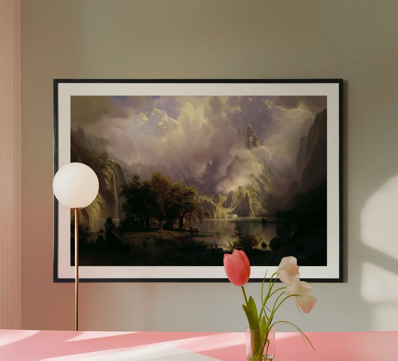 Albert Bierstadt - Paesaggio delle Montagne Rocciose poster da Timeless Artworks