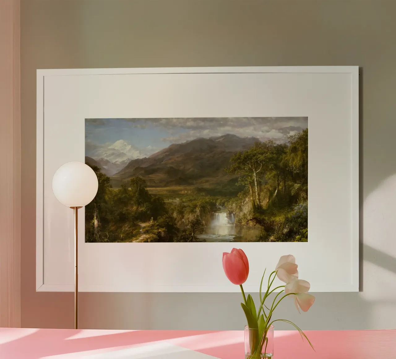Frederic Edwin Church - Das Herz der Anden Poster mit Aluminium Rahmen von Timeless Artworks