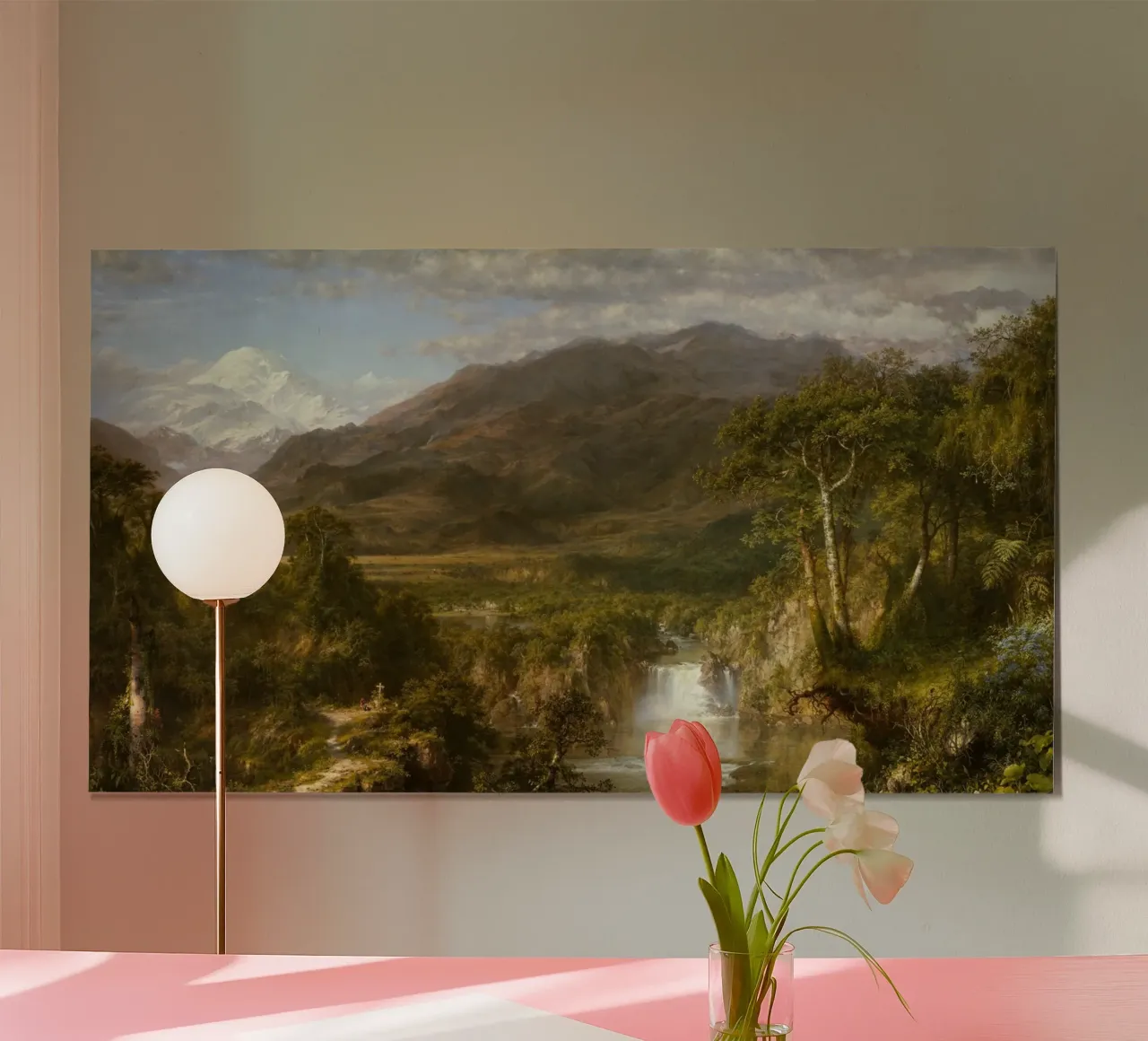 Frederic Edwin Church - Das Herz der Anden Poster mit Aluminium Rahmen von Timeless Artworks
