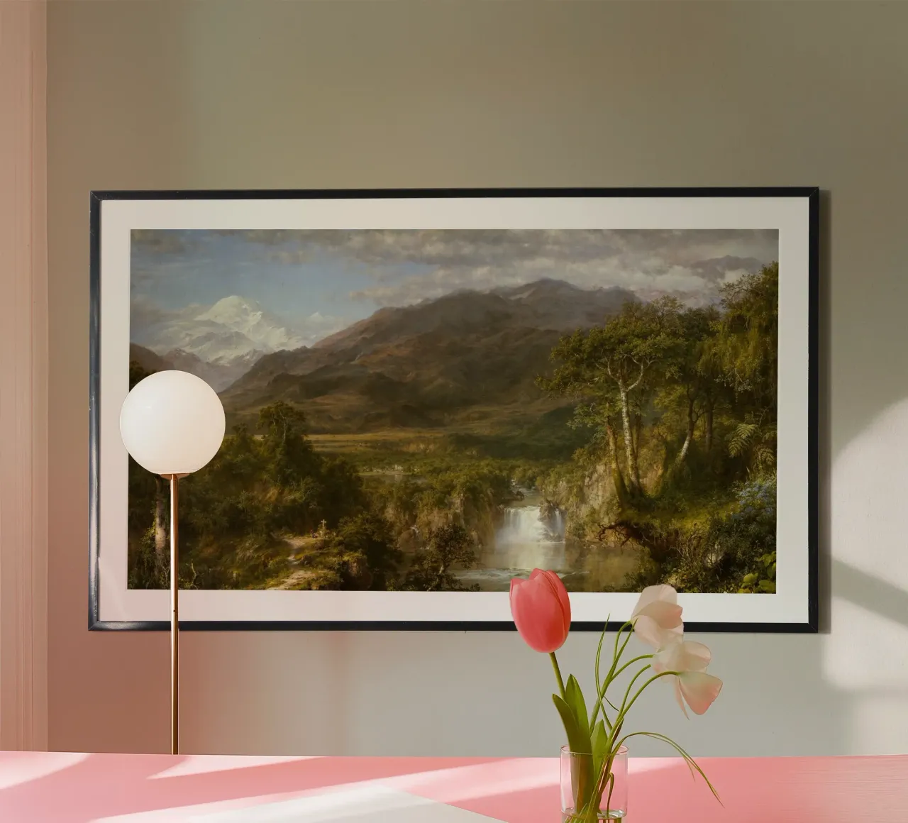 Frederic Edwin Church - Das Herz der Anden Poster mit Aluminium Rahmen von Timeless Artworks