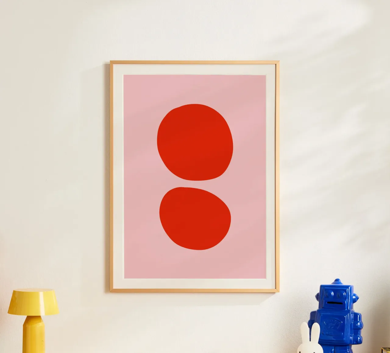 Rosa und rote Punkte poster con telaio in alluminio da BAINAI KIDS