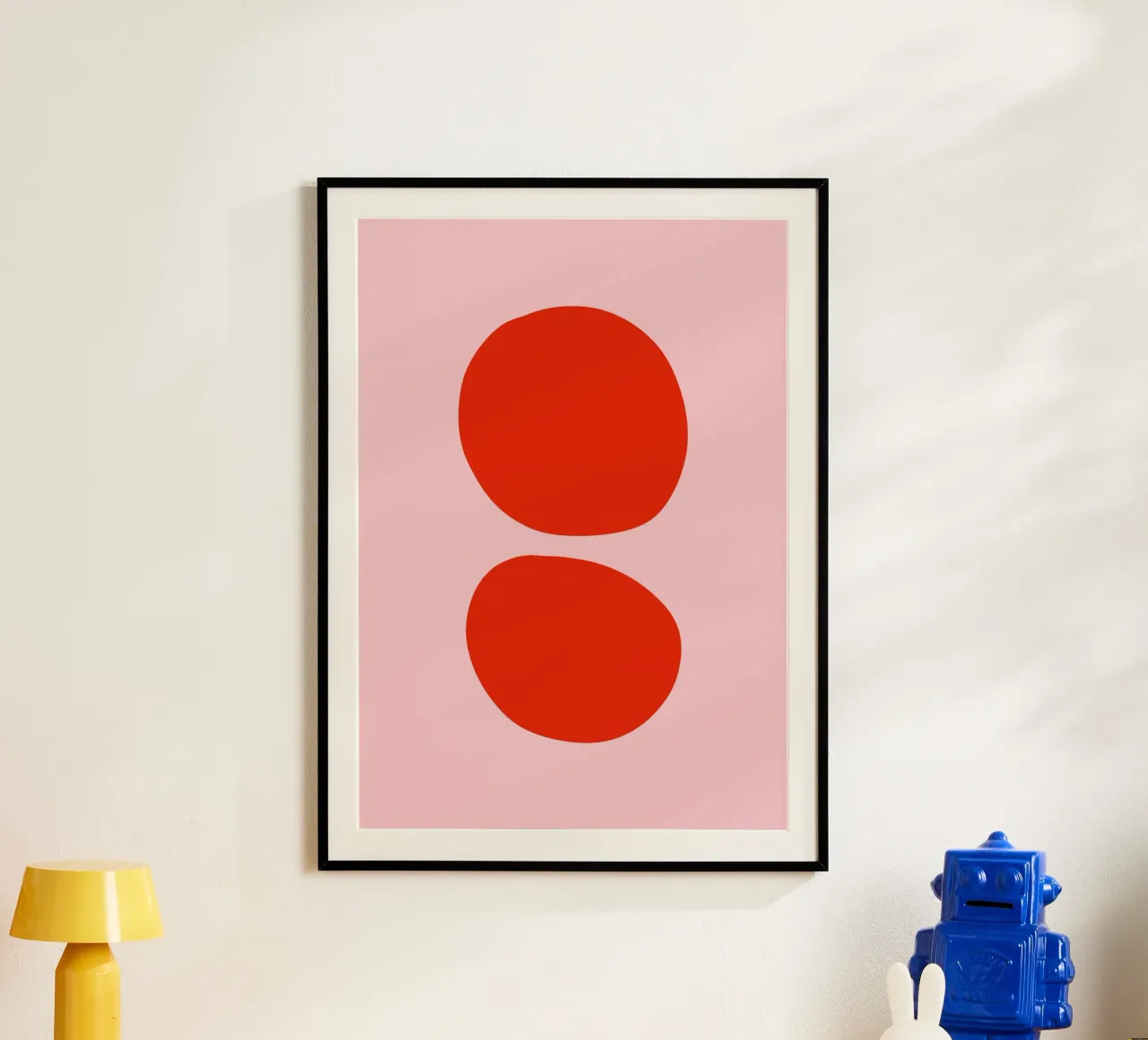 Rosa und rote Punkte poster con telaio in alluminio da BAINAI KIDS