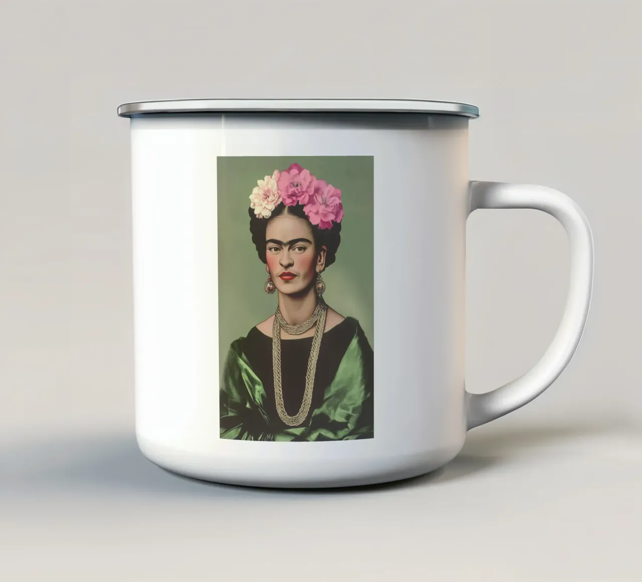 Amore vintage con Frida Kahlo tazza in smalto da Carinaprint
