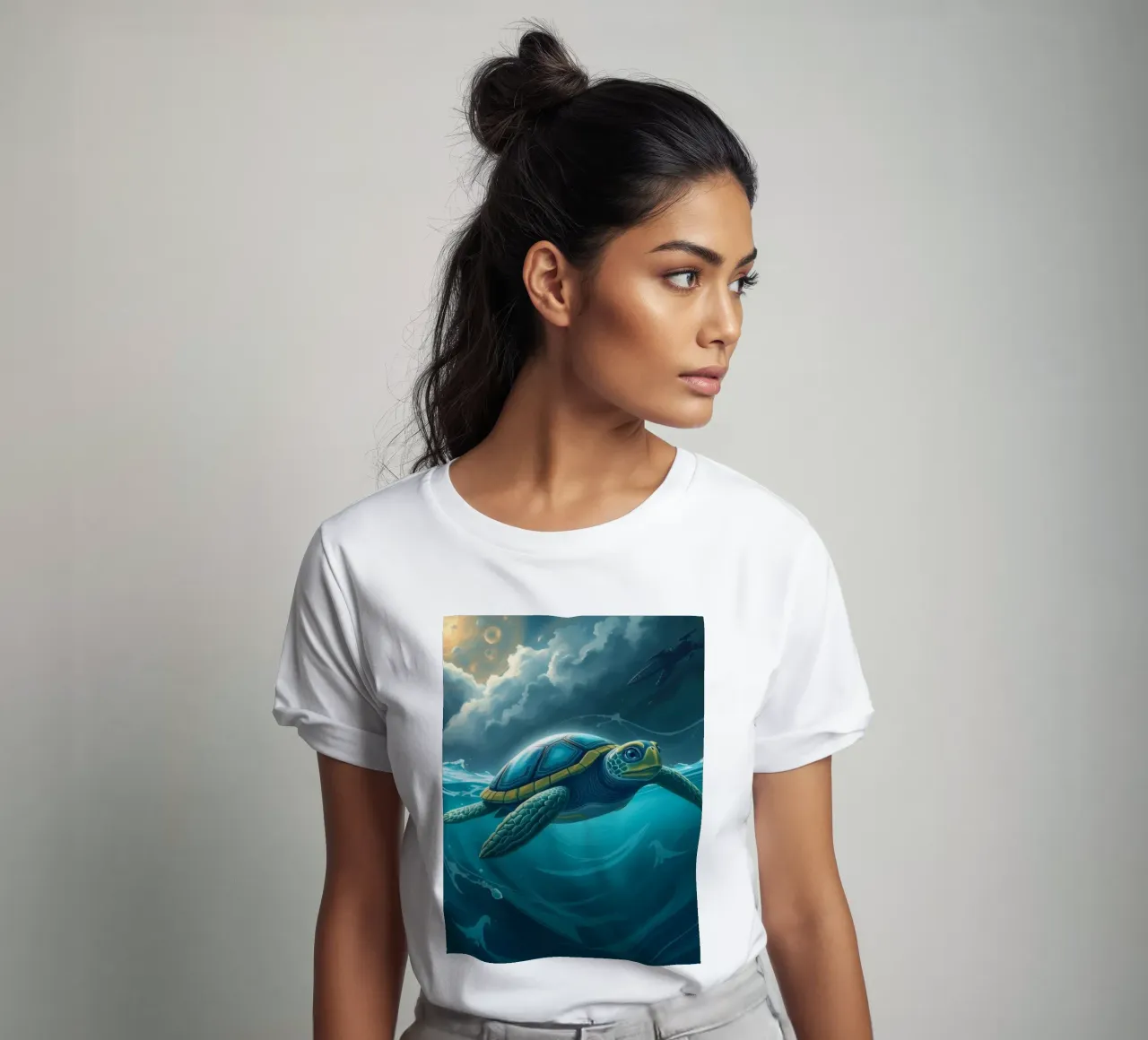 Tartaruga marina che scivola nelle acque vivaci t-shirt da DesignDoodle