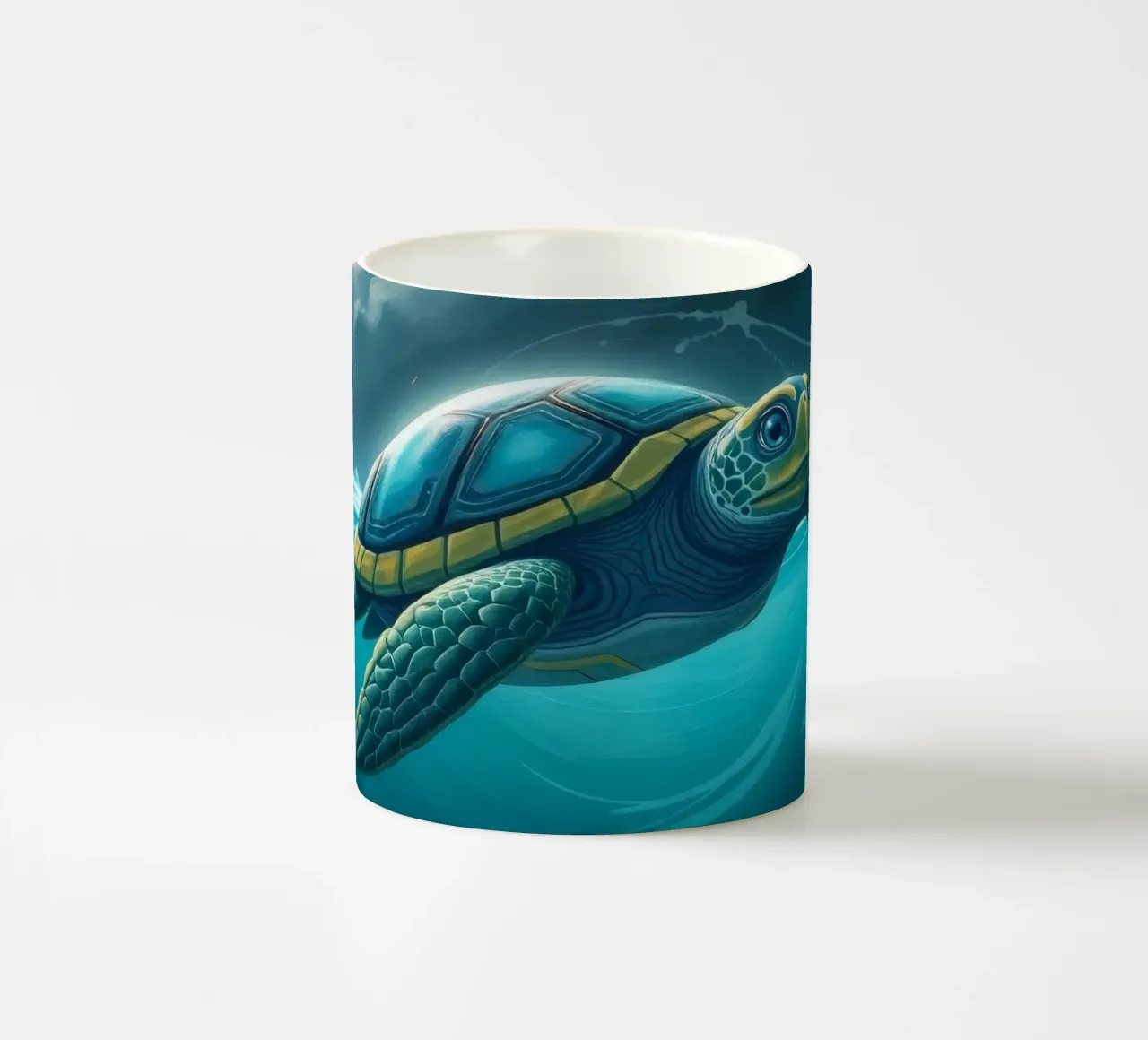 Zeeschildpad glijdt door bruisend water keramische mok van DesignDoodle