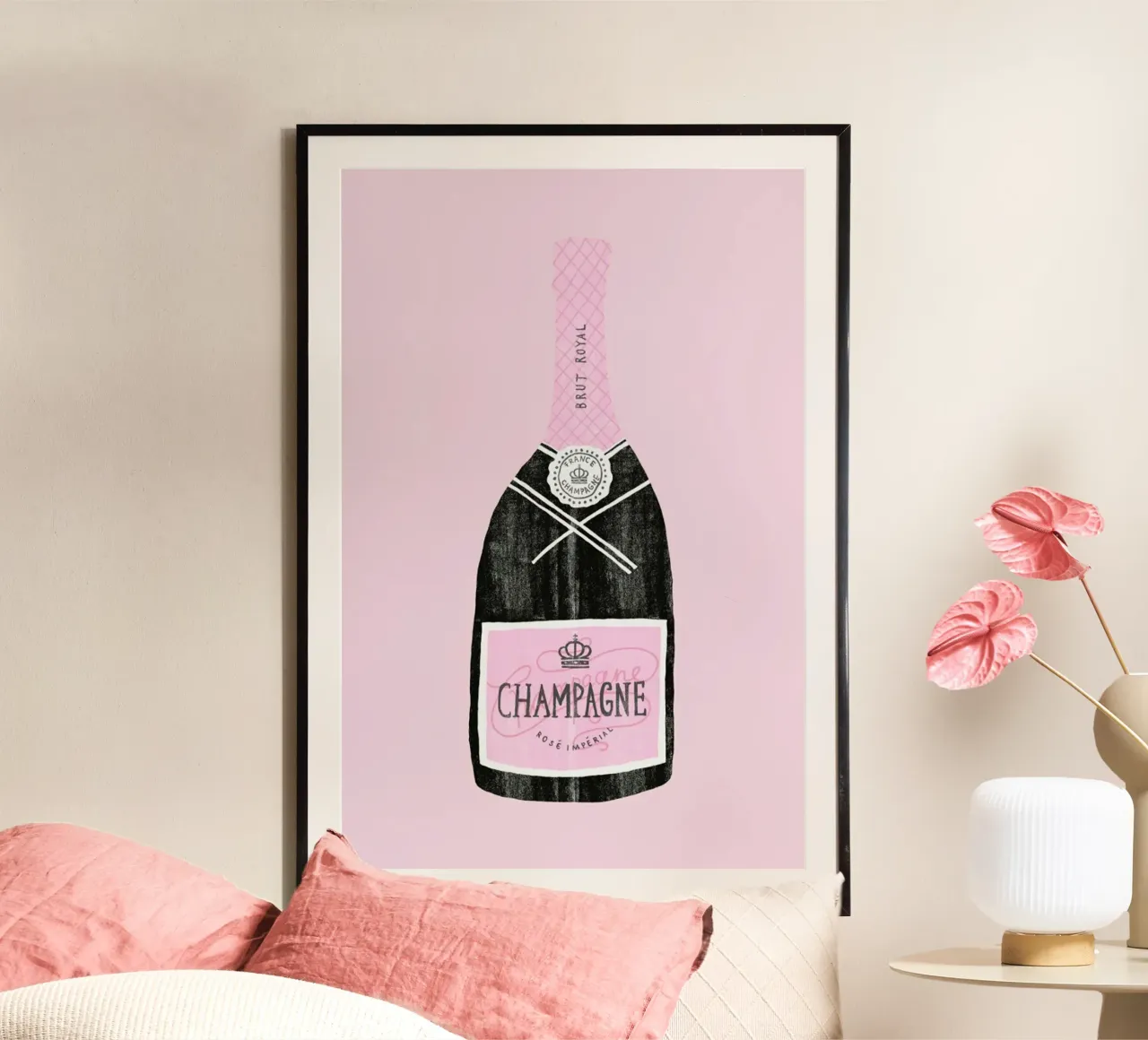 Champagne poster con telaio in alluminio da typealive