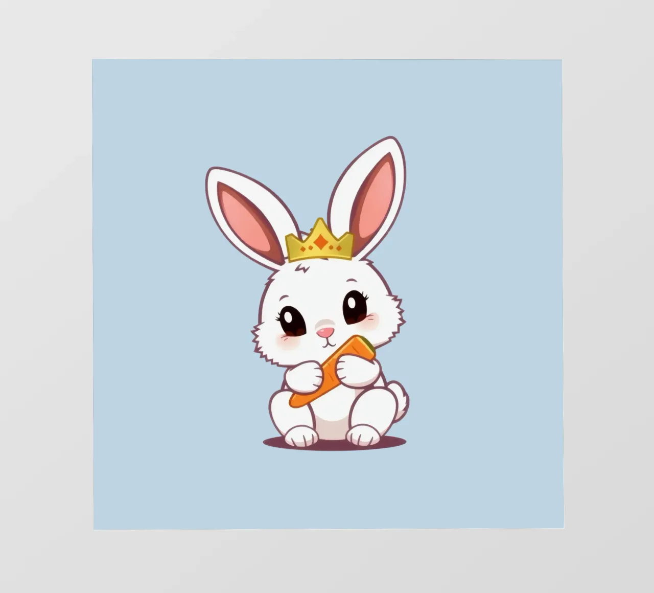 Mignon lapin de dessin animé portant une couronne et mangeant une carotte bâche pvc de DesignDoodle