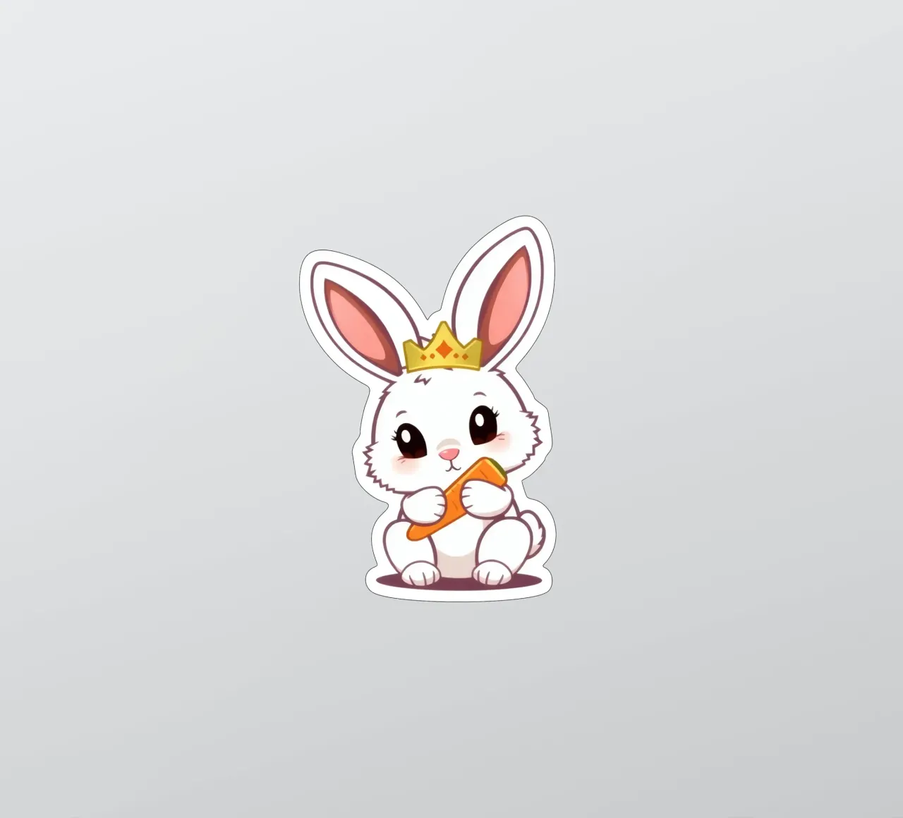 Mignon lapin de dessin animé portant une couronne et mangeant une carotte autocollant de DesignDoodle