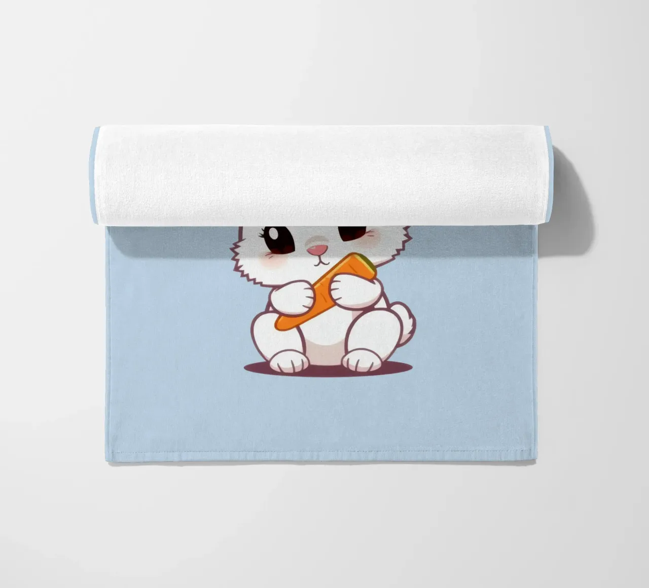 Mignon lapin de dessin animé portant une couronne et mangeant une carotte serviette de plage de DesignDoodle