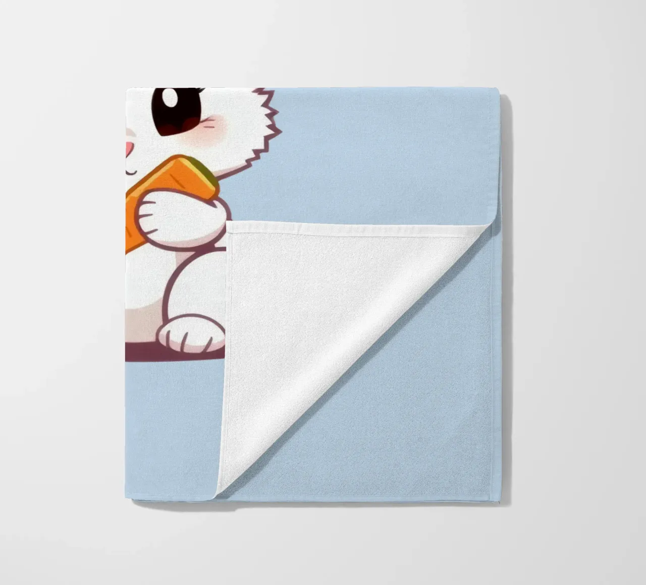 Mignon lapin de dessin animé portant une couronne et mangeant une carotte serviette de plage de DesignDoodle