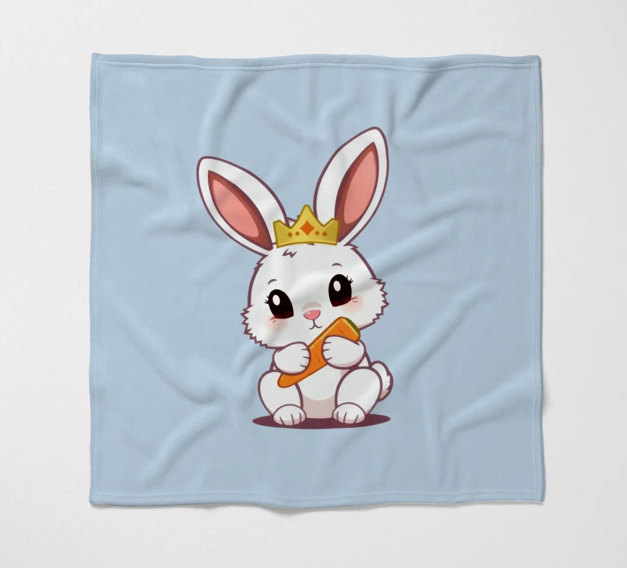 Mignon lapin de dessin animé portant une couronne et mangeant une carotte plaid polaire de DesignDoodle