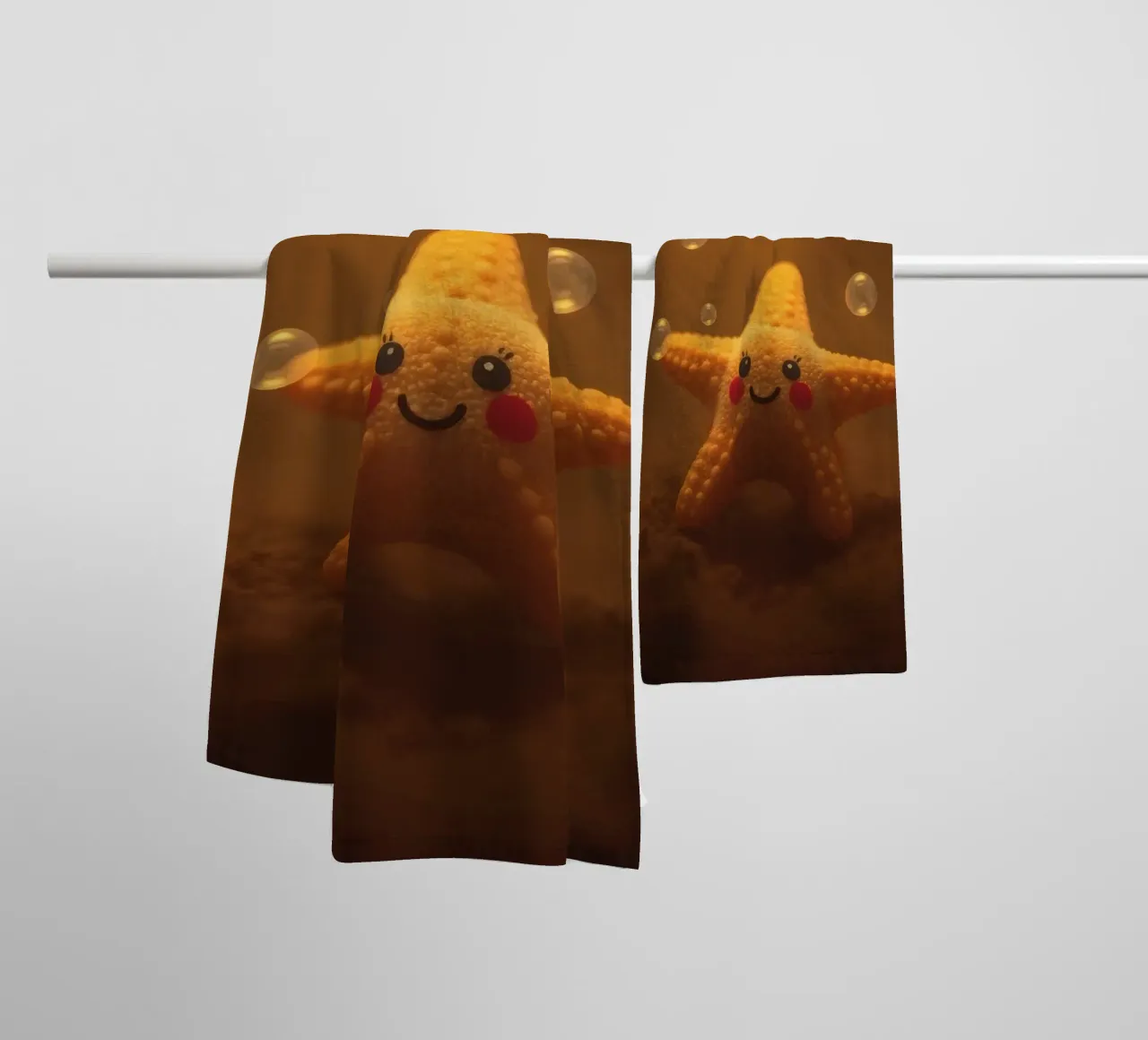 starfish with a smiling face and bubbles in a warm water towel by DesignDoodle