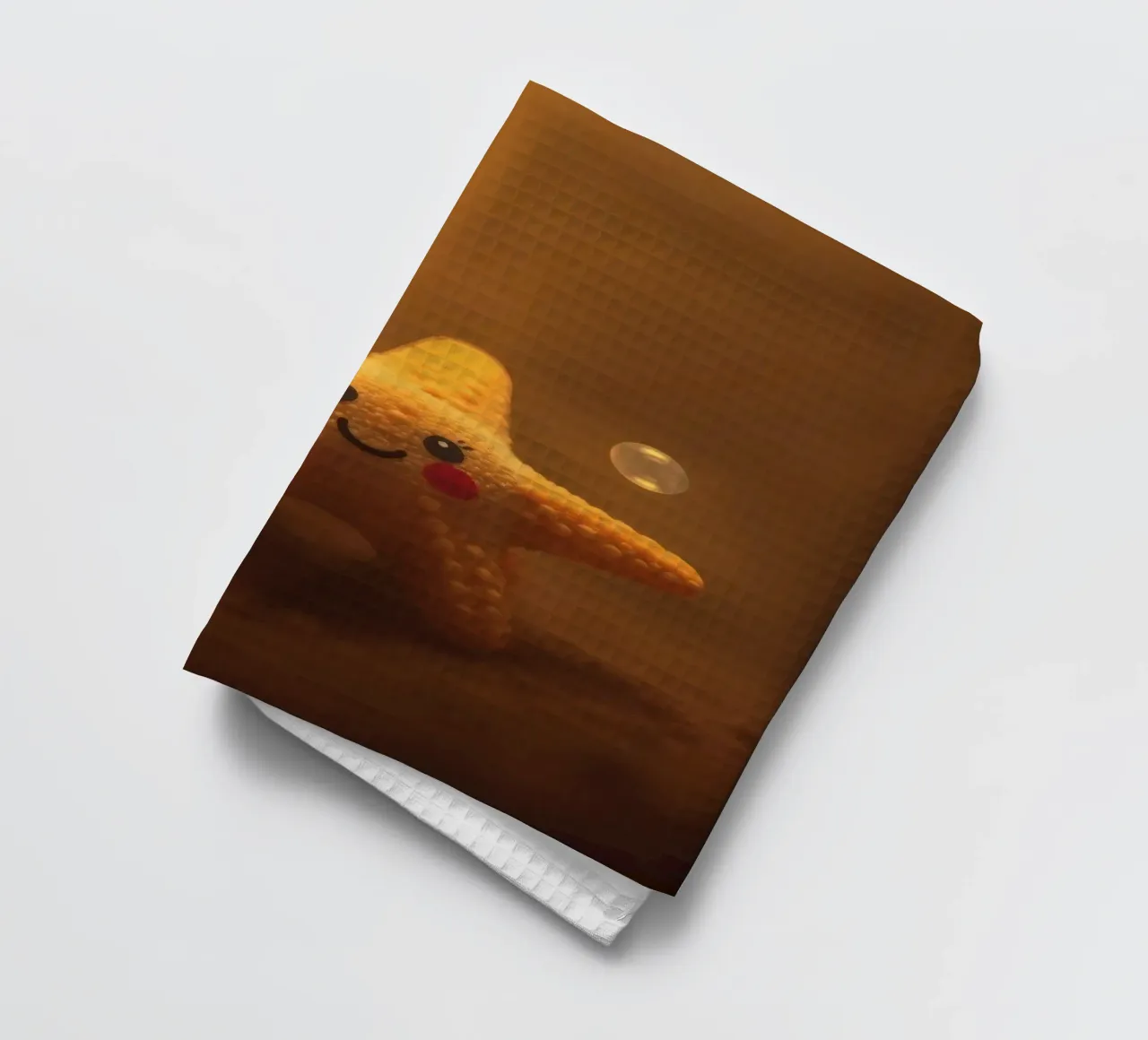 étoile de mer avec un visage souriant et des bulles dans une eau chaude torchon de DesignDoodle