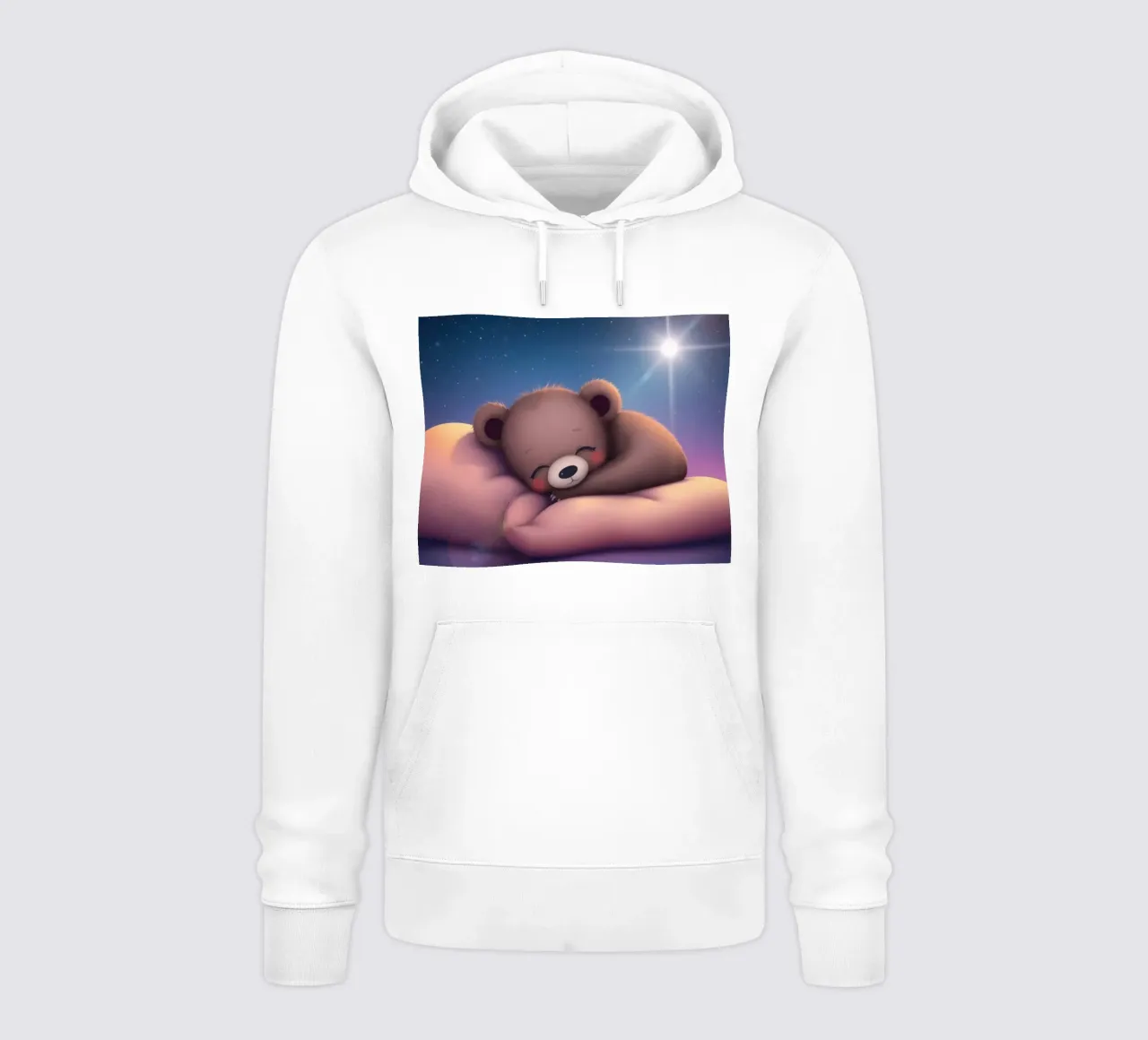 Tenero cucciolo d'orso che dorme pacificamente su una mano gentile felpa con cappuccio da DesignDoodle