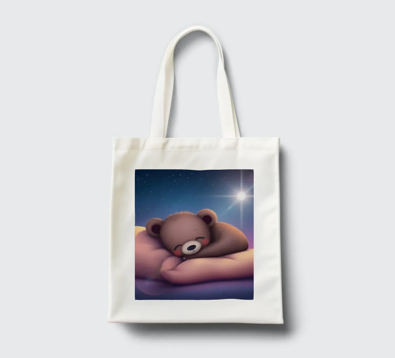Tenero cucciolo d'orso che dorme pacificamente su una mano gentile borsa in juta da DesignDoodle