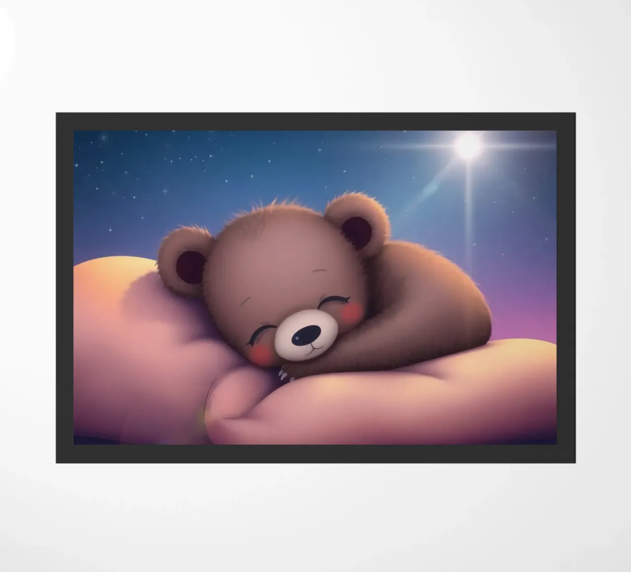 Tenero cucciolo d'orso che dorme pacificamente su una mano gentile zerbino da DesignDoodle
