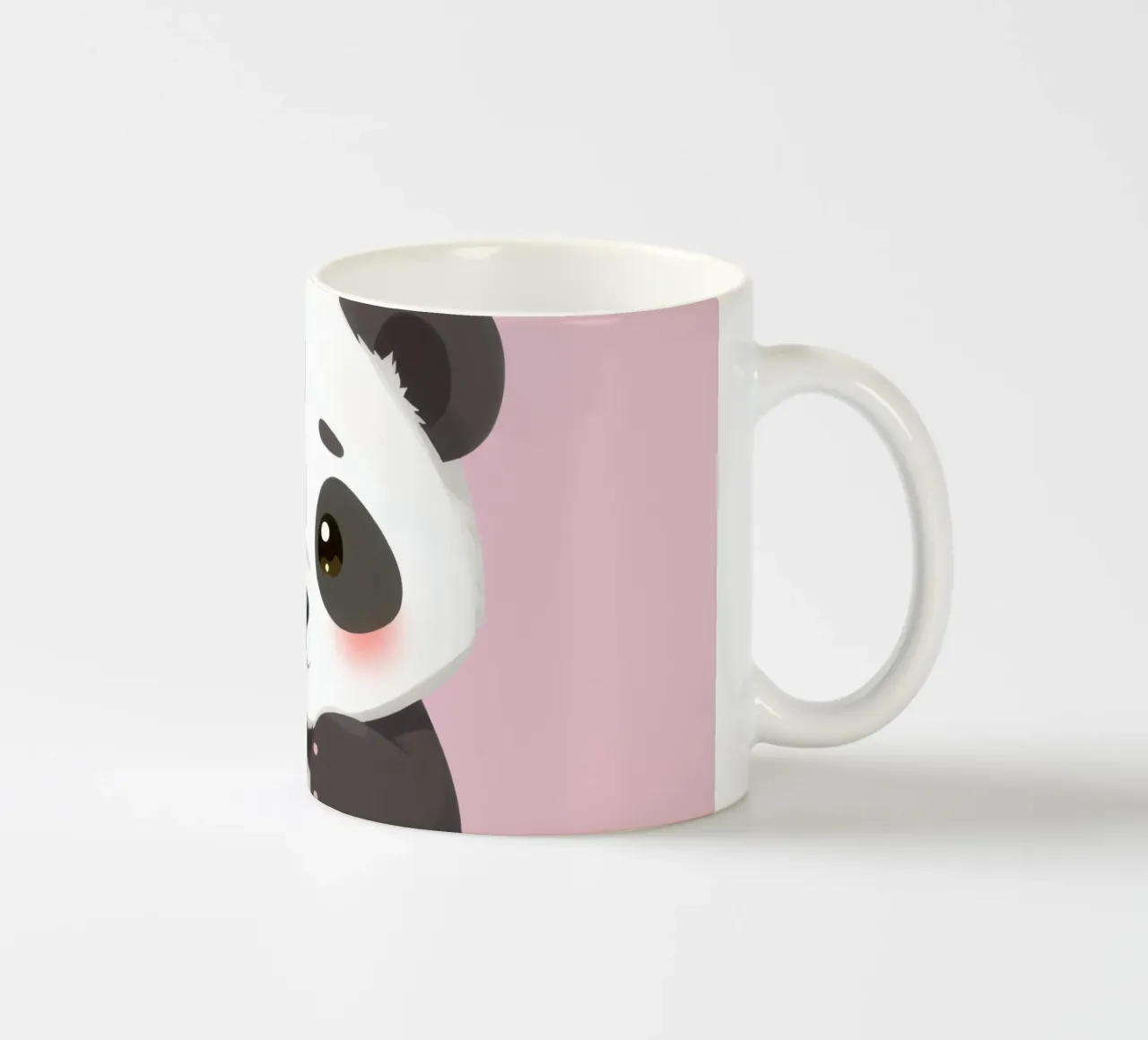 Cute cartoon panda sitting with an adorable expression ceramic mug by DesignDoodle