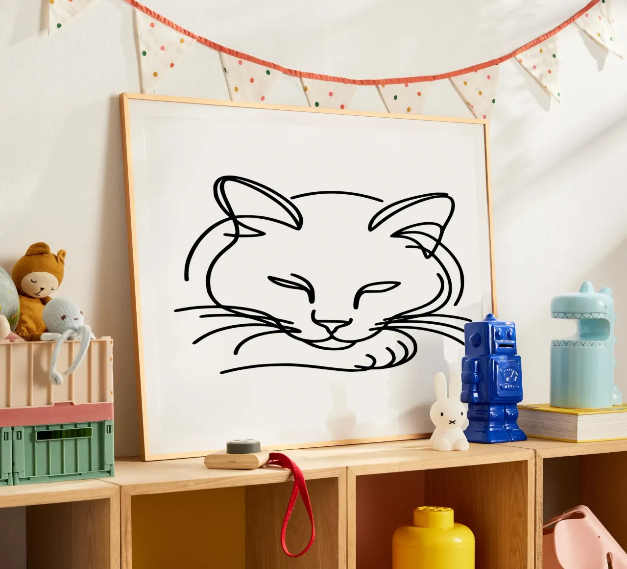 Cool Cat - Il gatto rilassato poster con telaio in plastica da Bold & Simple